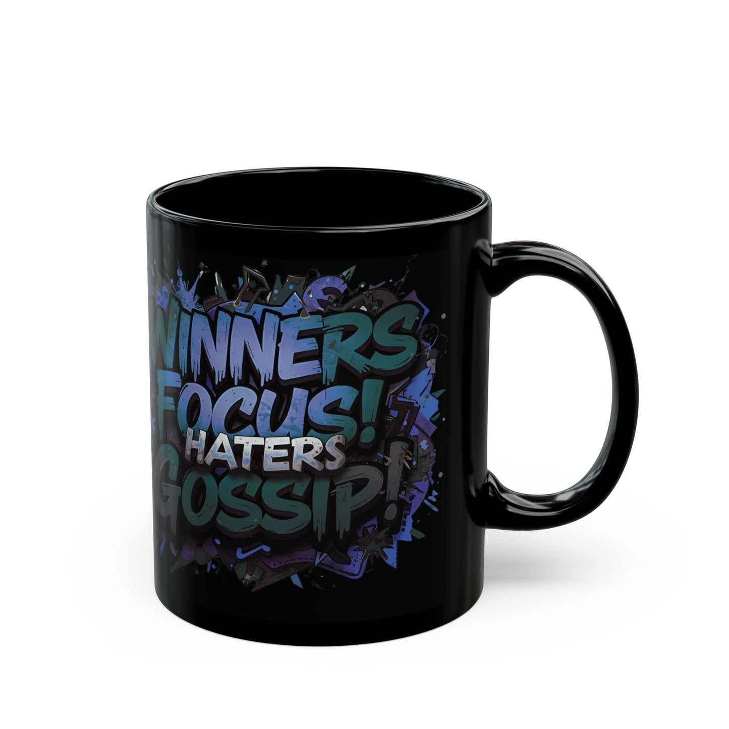 Motivational Black Mug for Winners, Gym Coffee Cup, Inspirational Gift, Home Office Decor, Unique Beverage Container