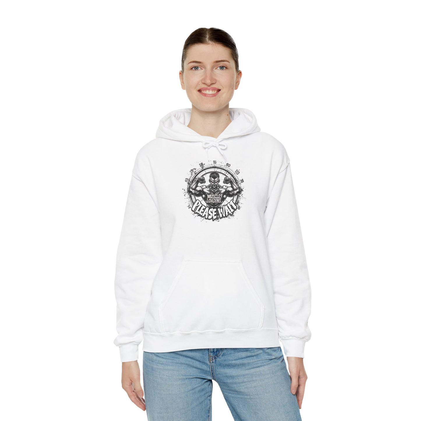 Unisex - Muscles Loading…Please Wait - Heavy Blend™ Hooded Sweatshirt - Motivational Fitness Hoodie - Workout Sweatshirt - Gym Apparel - Inspirational Gift - Holiday Gift