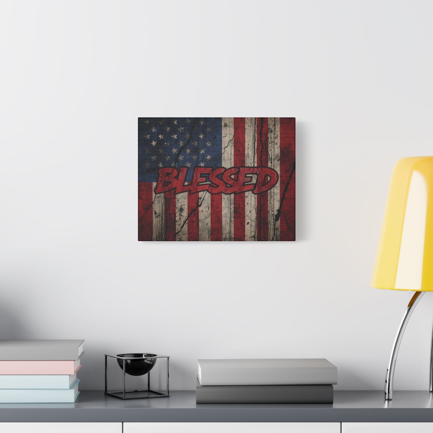 Blessed Patriotic Canvas Wall Art, Americana Decor, Home Wall Decoration, Rustic Flag Artwork, US Flag Decor