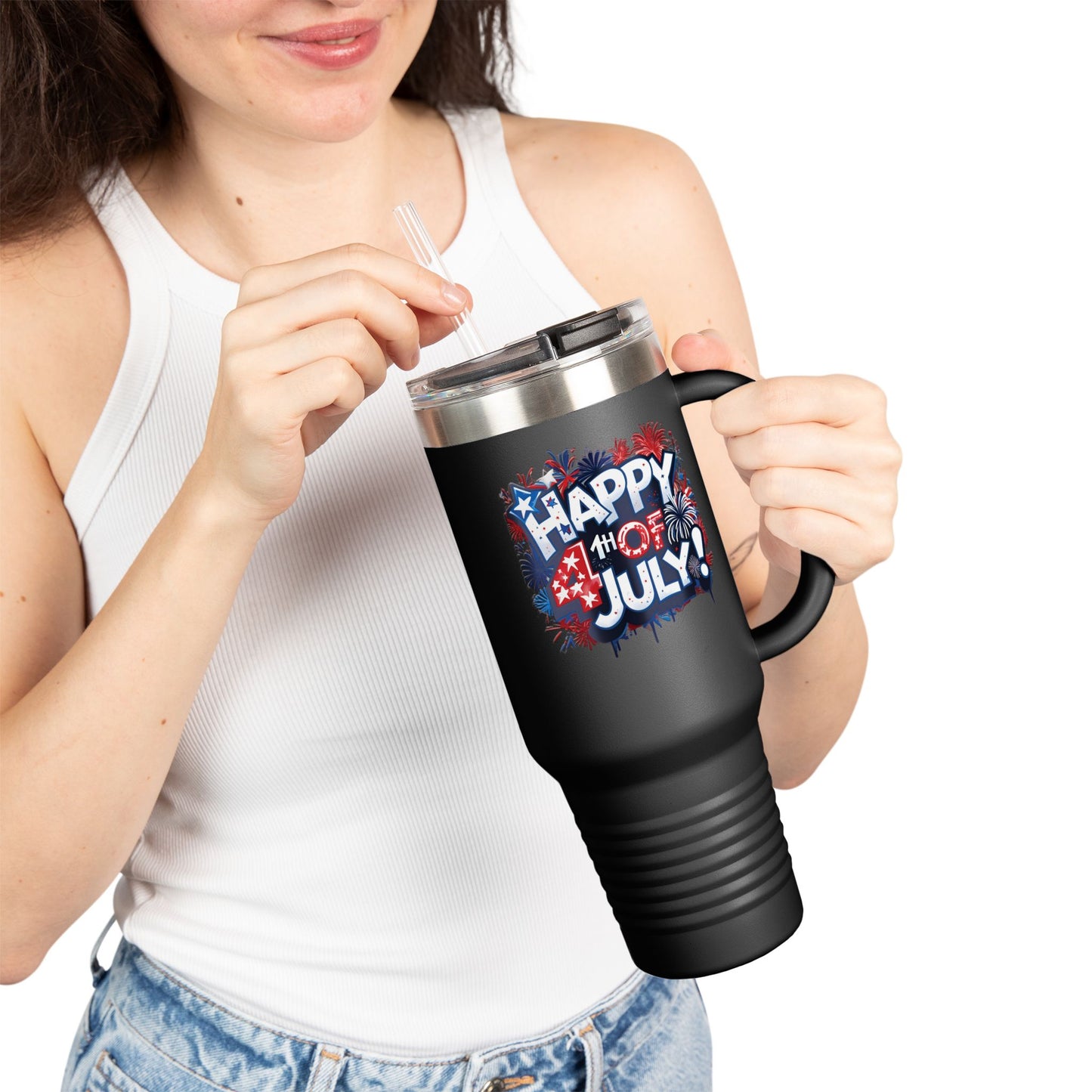 Patriotic Insulated Travel Mug - 40oz - Perfect for 4th of July Celebrations, BBQs, Camping, Family Gatherings, Gifts!