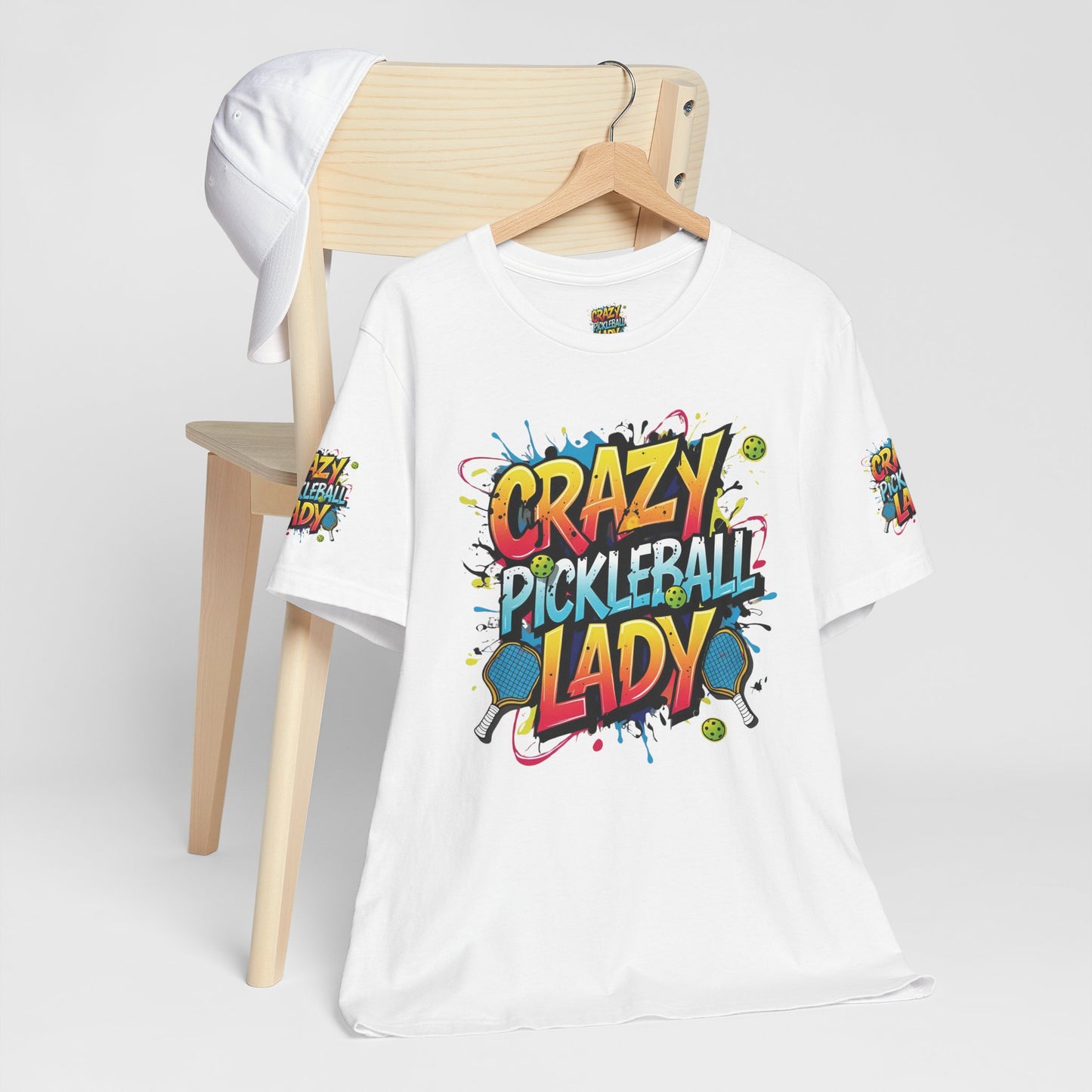 Eye-Catching Crazy Pickleball Lady T-Shirt - Fun Graphic Tee for Pickleball Enthusiasts Sizes XS-5XL