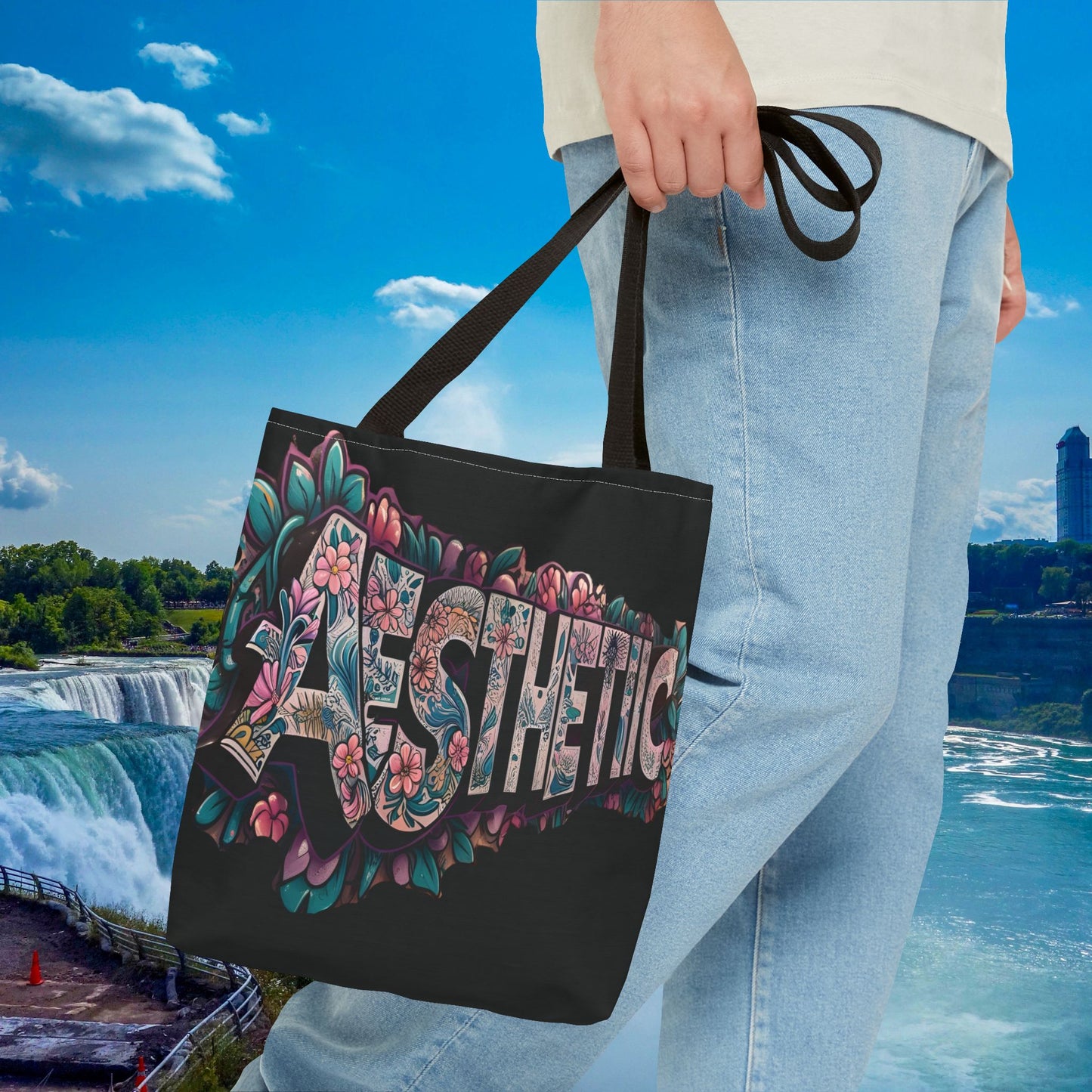 Eye-Catching - Aesthetic - Floral Tote Bag - Chic Reusable - Shopping Bag - Eco-Friendly Grocery Tote - Boho Style Handbag - Gift for Art Lovers - Travel Accessory -