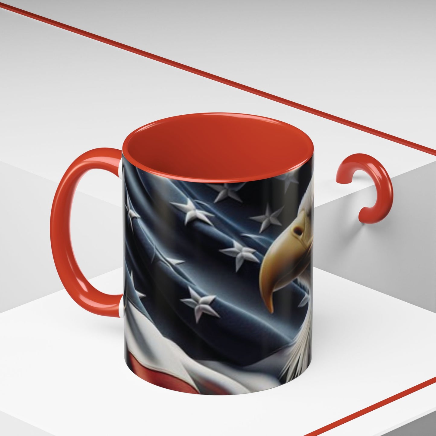 Patriotic Eagle Coffee Mug, 11oz & 15oz, US Flag Mug, Gift for Veterans, Independence Day Decor, Americana Drinkware
