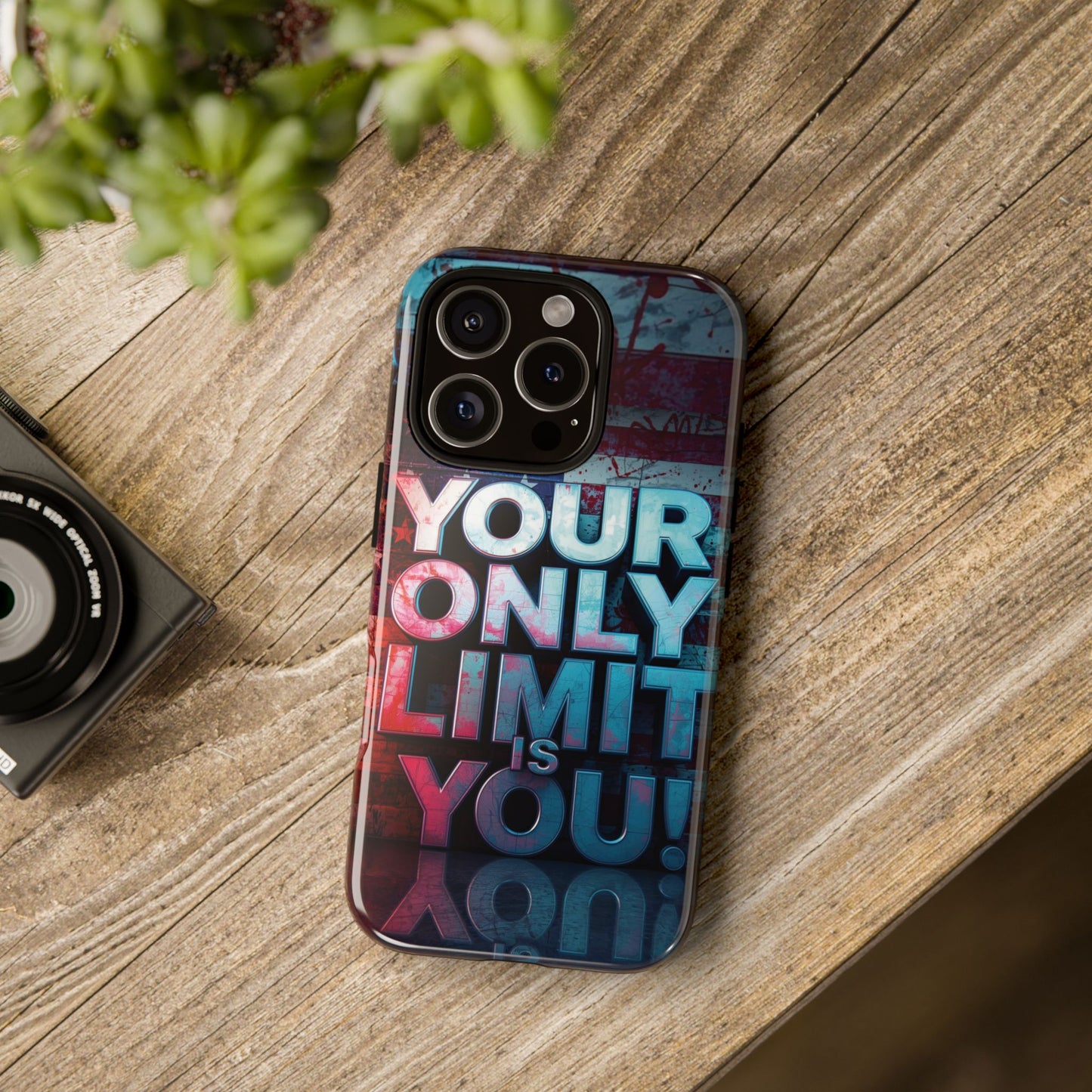 Tough Cases Phone Case -Your Only Limit Is You! Motivational Design, Inspirational Gift, Customizable Cover, USA Flag, Adventure Vibes