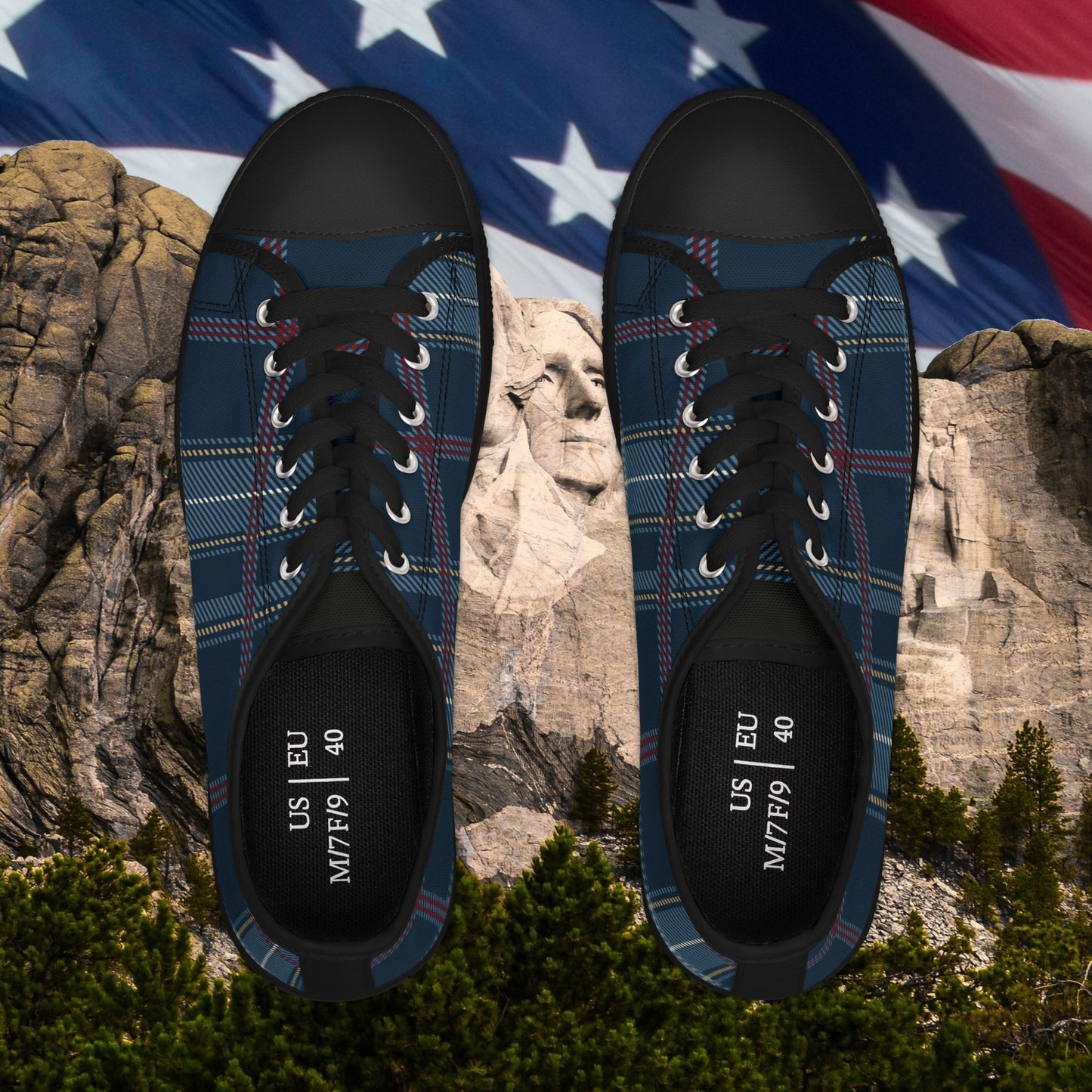 ๐บ๐ธ Plaid Blue ๐บ๐ธ Low Top Sneakers ๐บ๐ธ Comfortable ๐บ๐ธCasual Footwear ๐บ๐ธ for Every Occasion ๐บ๐ธ