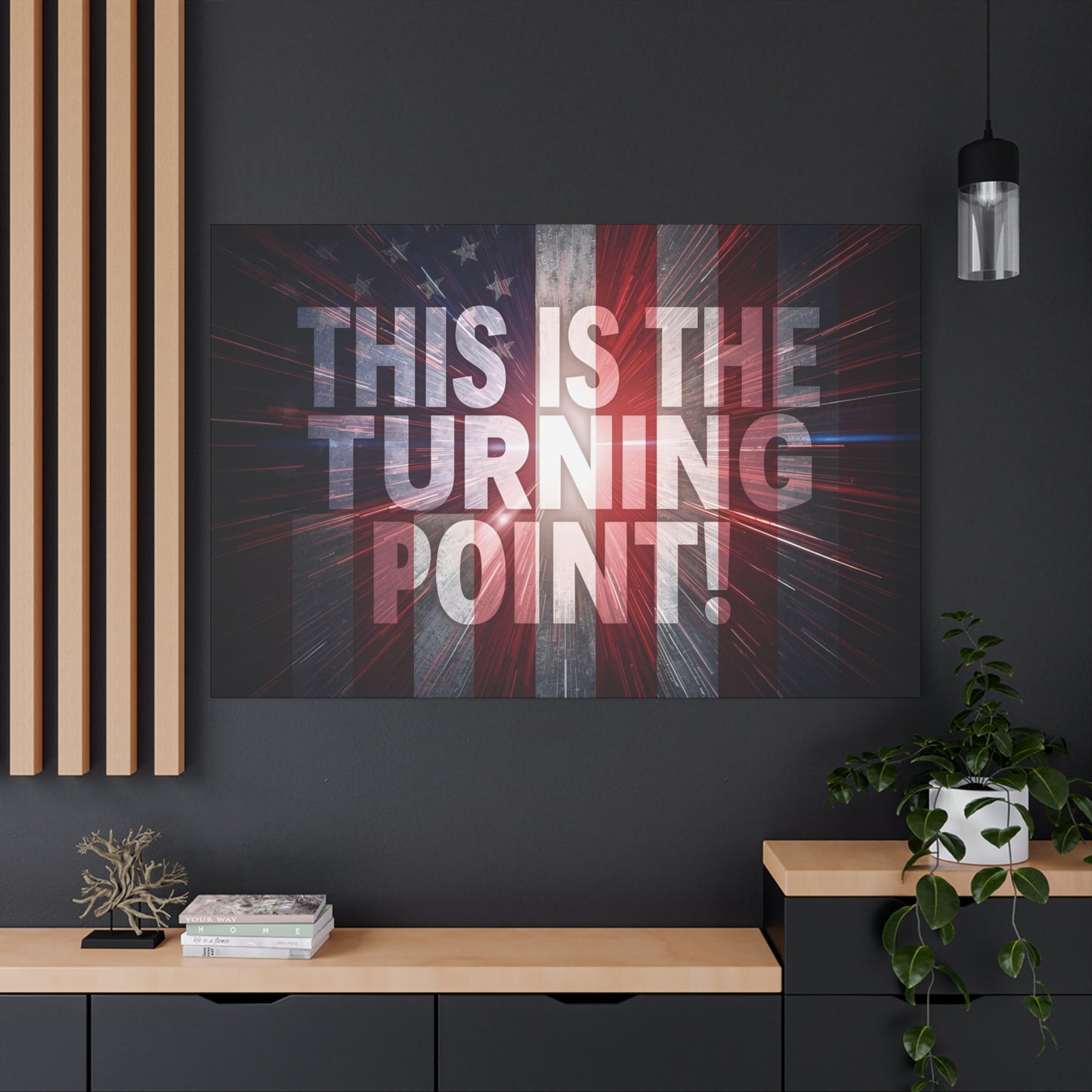 Charlie Kirk - This Is The Turning Point! - Red White Blue - Stunning American Flag Backdrop Design - Patriotic - Motivational Wall Art - Canvas - Multiple Sizes