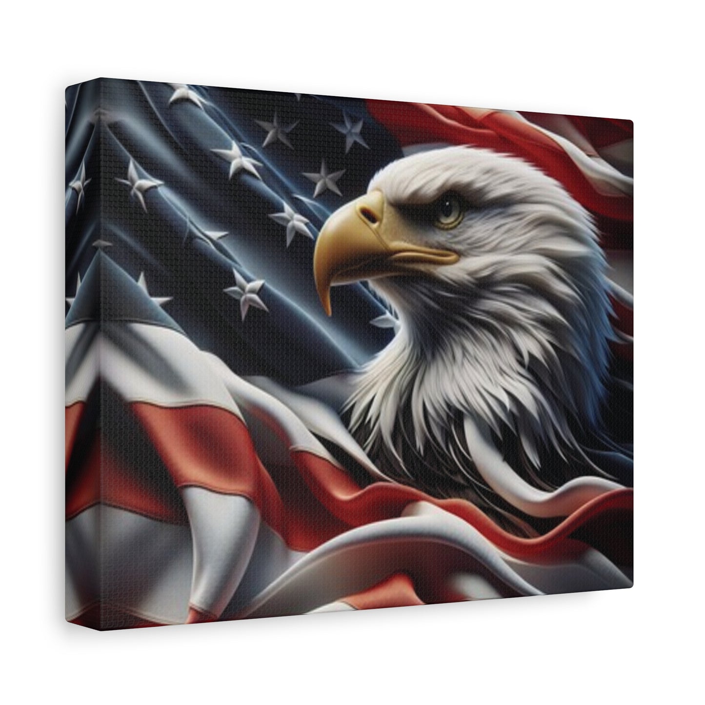 Patriotic Eagle Gallery Wrapped Canvas Art - American Flag Wall Decor - Red White Blue - USA Pride - Holiday Gift - 4th of July Home Decoration - Veteran Gift - USA Theme Art - Print On Sides - Mirror Sides -