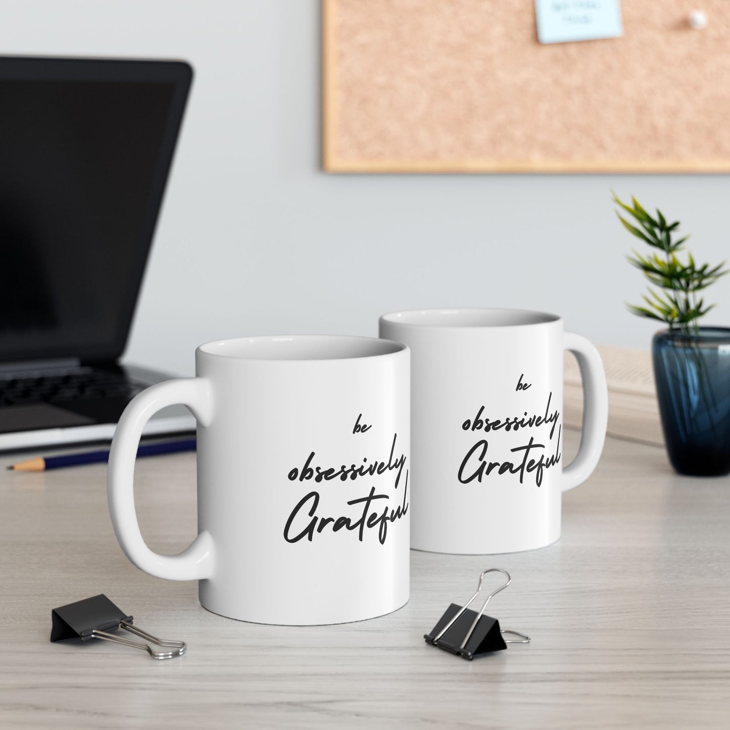 Gratitude Ceramic Mug - Inspiring Be Obsessively Grateful 11oz & 15oz Coffee Cup, Perfect Gift for Friends, Motivational Office Decor, Daily Affirmation, Home & Kitchen
