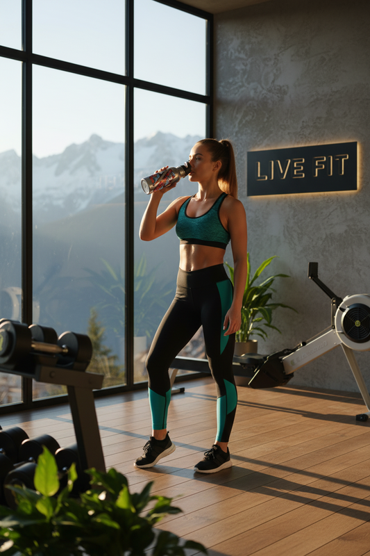 Vibrant - LIVE FIT - Stainless Steel - 20oz - Water Bottle - Flip Top Spout - With Straw - Eco-Friendly - Fitness