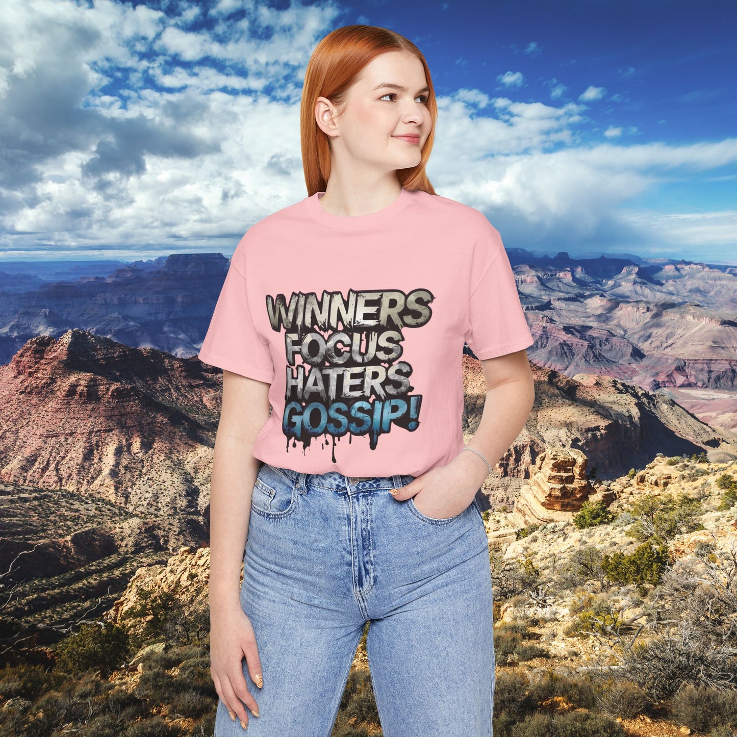 Winners Focus Haters Gossip! Tee - Motivational Graphic Shirt - Unisex Tee for Casual Wear - Gift for Friends - Streetwear Fashion