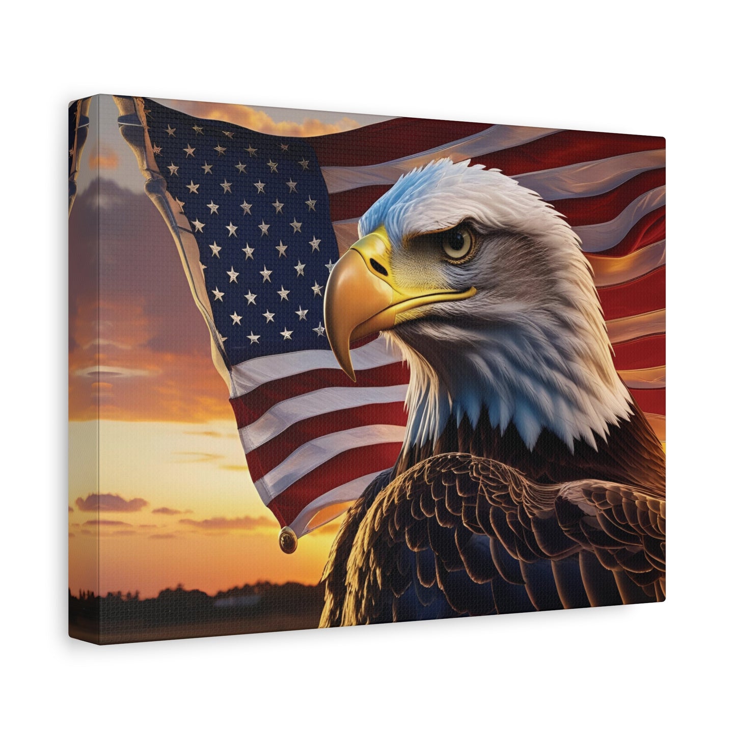 Patriotic Red Eagle Canvas Wall Art, Stretched Eagle Art - Red White Blue - American Flag Decor - Veteran's Day Gift - 4th of July Decoration, Home Gallery Wall