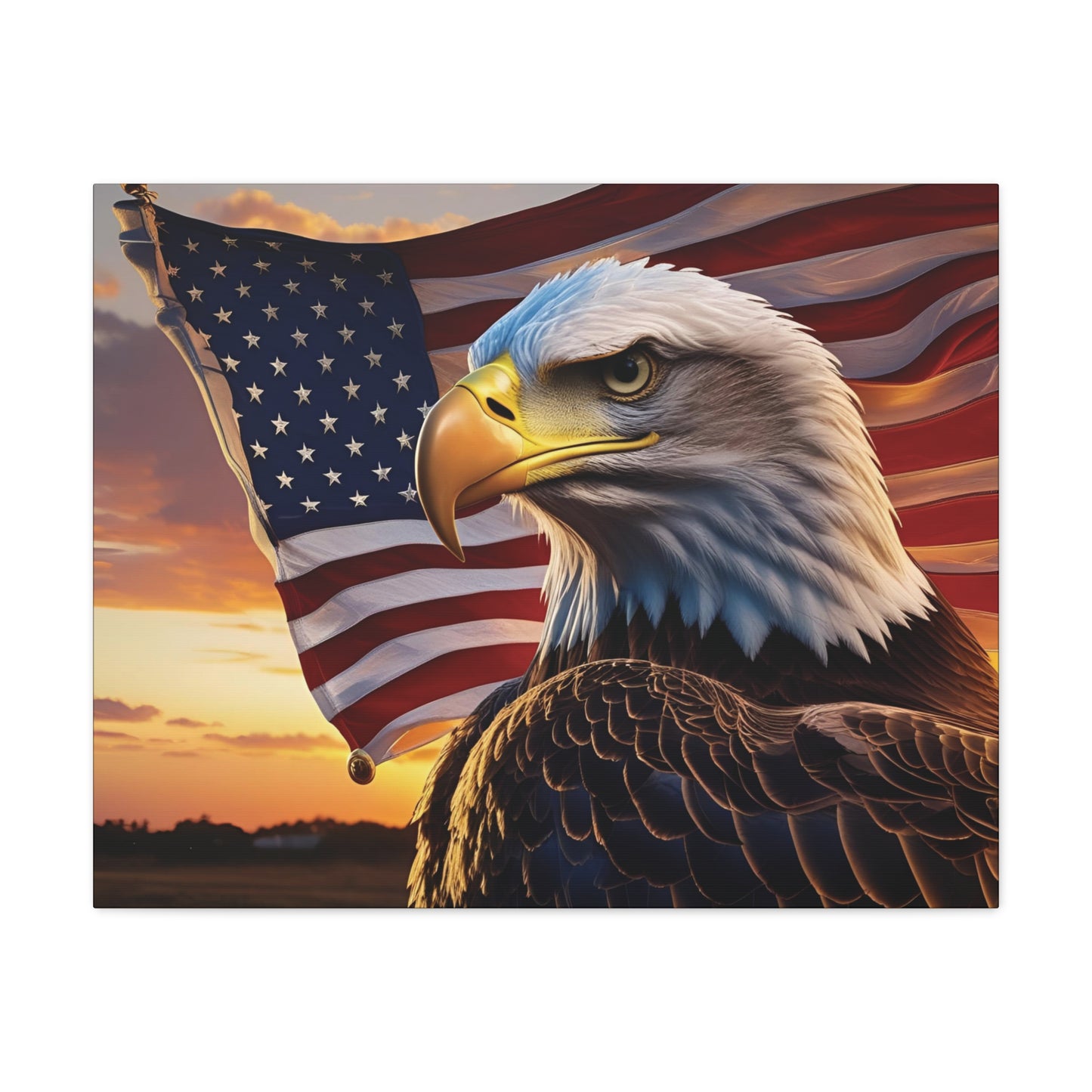 Patriotic Red Eagle Canvas Wall Art, Stretched Eagle Art - Red White Blue - American Flag Decor - Veteran's Day Gift - 4th of July Decoration, Home Gallery Wall