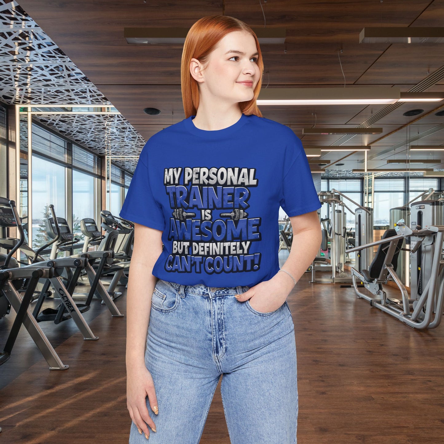 Funny - My Personal Trainer Is Awesome But Definitely Can’t Count! Tee - Great Gift for Fitness Lovers - Gym Humor Shirt - Workout Apparel - Personal Trainer Gift - Fitness Motivation Tee - XS - 4XL
