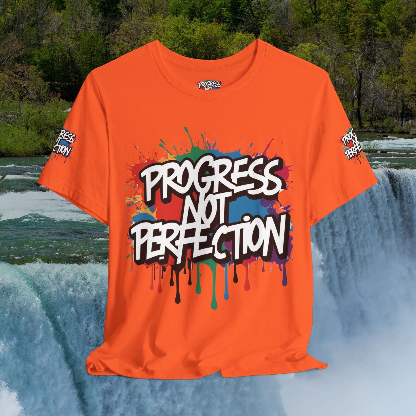 💥 Vibrant 💥 Eye-catching 💥 Motivational 💥 All Over Print 💥 Unisex T-shirt 💥 Progress Not Perfection 💥 Art-Inspired 💥 Apparel 💥 Sizes XS x 4XL 💥