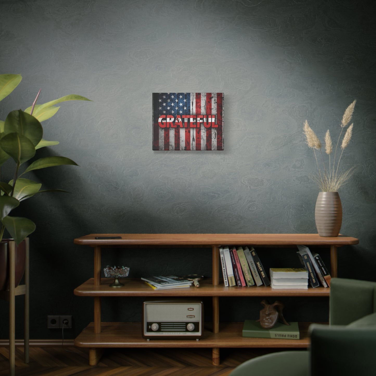 Grateful American Flag Wall Art | Patriotic Canvas Decor, Home Wall Decor, Inspirational Gift, 4th of July Decoration, Veteran's Day