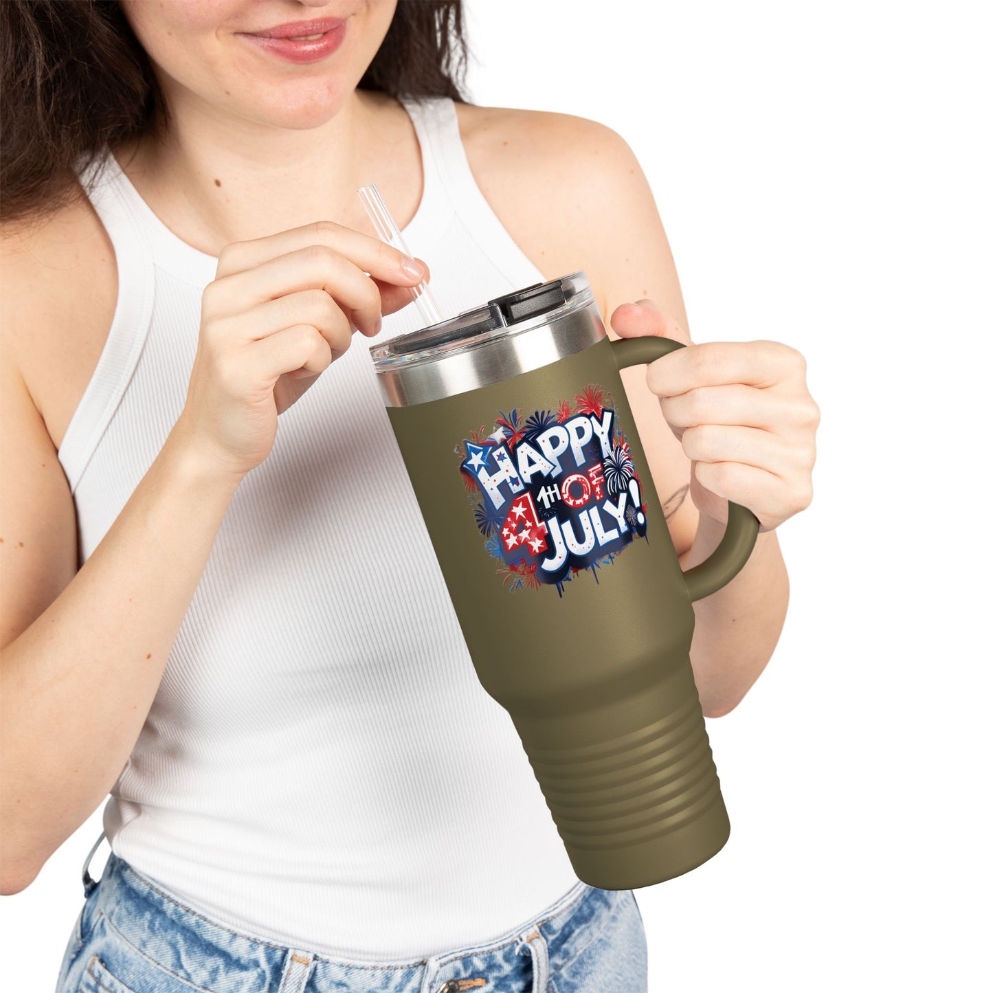 Patriotic Insulated Travel Mug - 40oz - Perfect for 4th of July Celebrations, BBQs, Camping, Family Gatherings, Gifts!