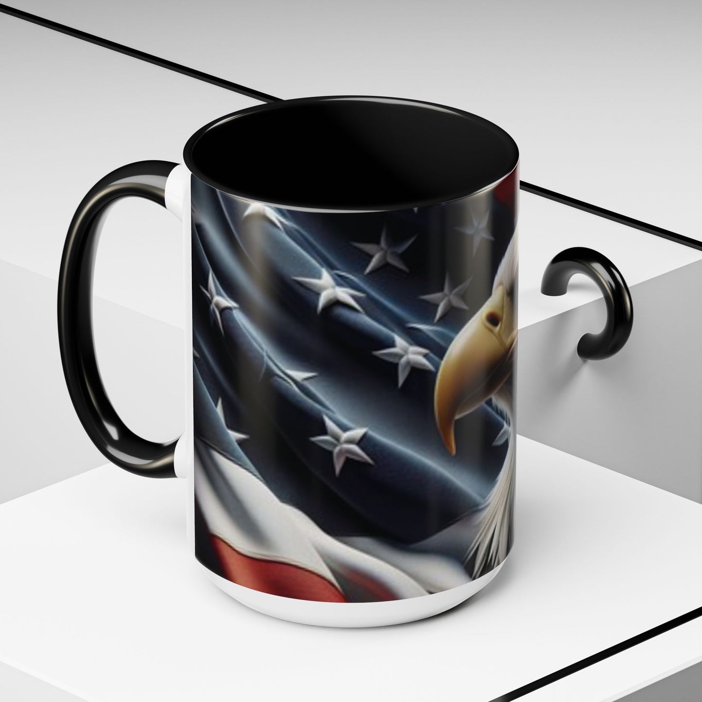 Patriotic Eagle Coffee Mug, 11oz & 15oz, US Flag Mug, Gift for Veterans, Independence Day Decor, Americana Drinkware
