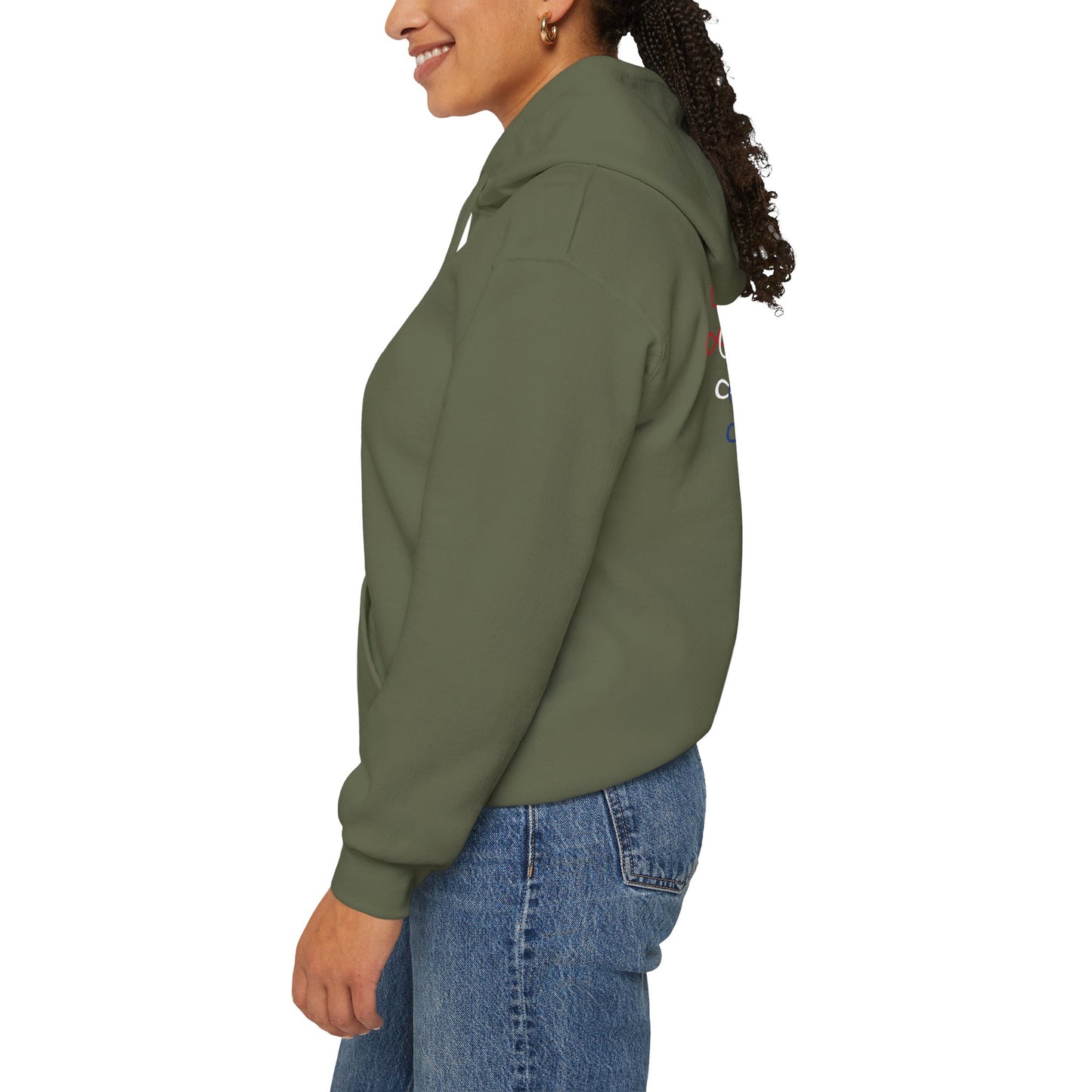 Blessed Hoodie – Patriotic Red, White & Blue Unisex Pullover Sweatshirt with Front & Back Print – Cozy, Positive Vibes Gift