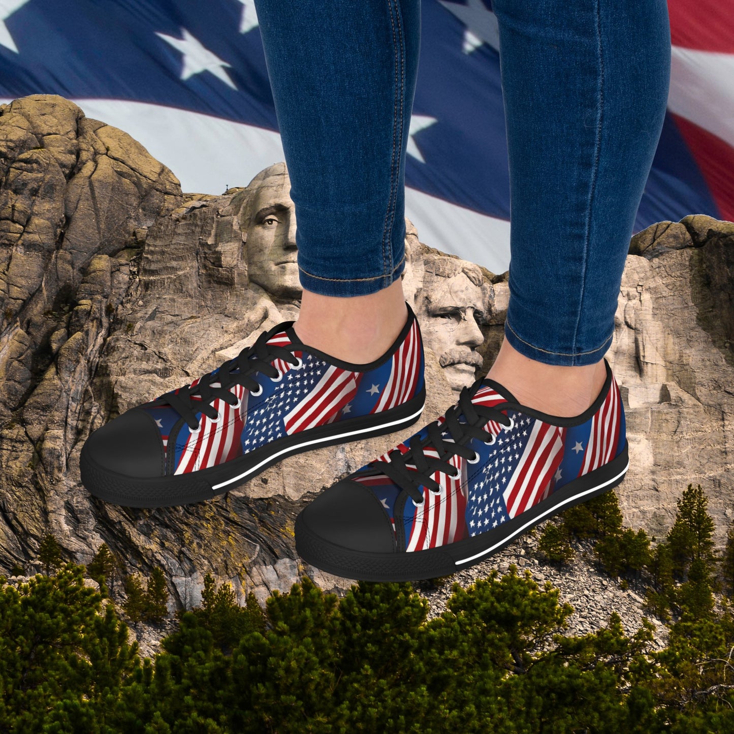 π₯π Patriotic π₯ Women's Low Top Sneakers π₯ Stars & Stripes Design π₯ White Sole & Black Sole to Choose From π₯
