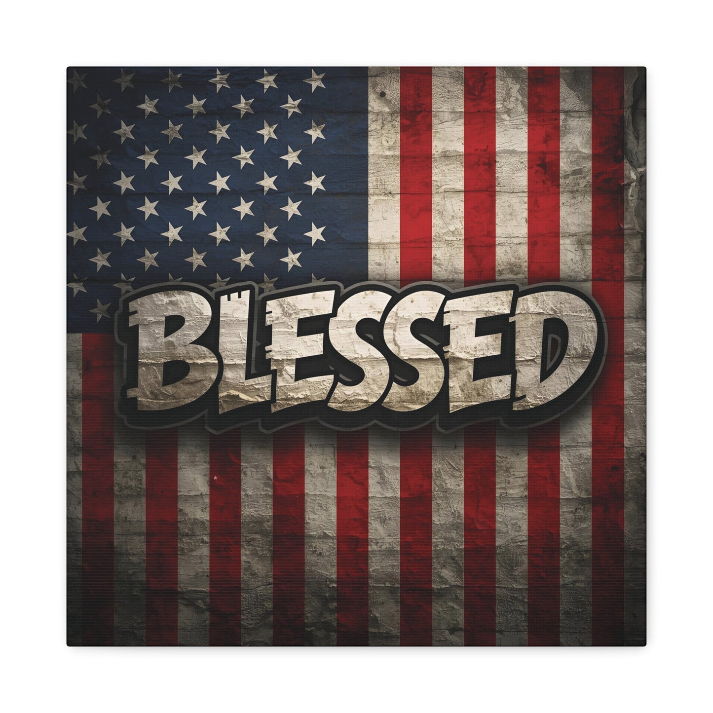 Blessed American Flag Canvas Wall Art, Patriotic Home Decor, Inspirational Gift, Rustic Wall Decor, Americana Artwork