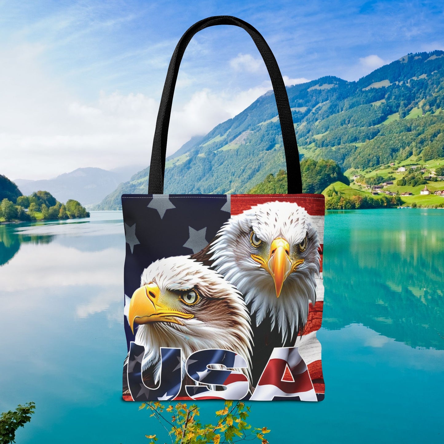 ๐บ๐ธ Patriotic ๐บ๐ธ USA ๐บ๐ธ Bald Eagles ๐บ๐ธ Tote Bag ๐บ๐ธ All Over Print ๐บ๐ธ American Flag Design ๐บ๐ธ Five Different Handle Colors ๐บ๐ธ Red ๐บ๐ธ Navy ๐บ๐ธ Black ๐บ๐ธ Beige ๐บ๐ธ White