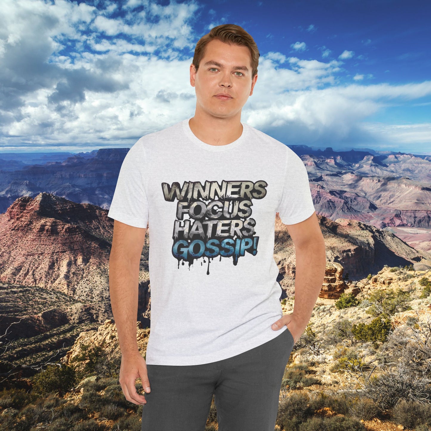 Winners Focus Haters Gossip! Tee - Motivational Graphic Shirt - Unisex Tee for Casual Wear - Gift for Friends - Streetwear Fashion