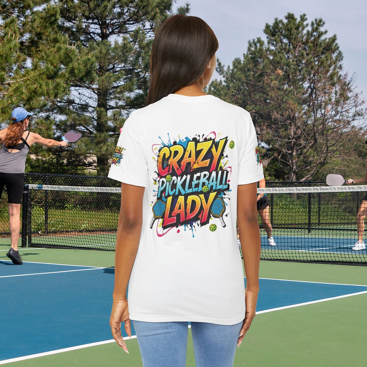 Eye-Catching Crazy Pickleball Lady T-Shirt - Fun Graphic Tee for Pickleball Enthusiasts Sizes XS-5XL