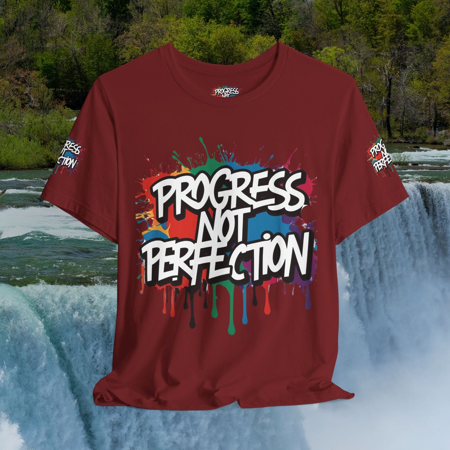 💥 Vibrant 💥 Eye-catching 💥 Motivational 💥 All Over Print 💥 Unisex T-shirt 💥 Progress Not Perfection 💥 Art-Inspired 💥 Apparel 💥 Sizes XS x 4XL 💥