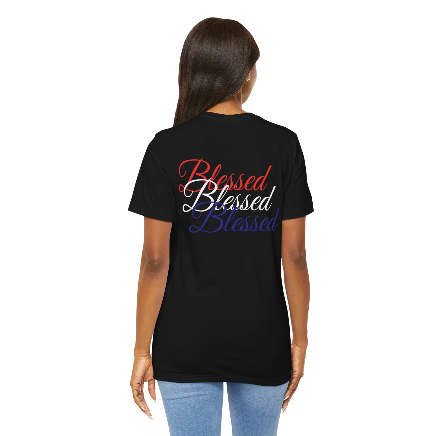 Red White Blue Blessed Design Unisex Tee