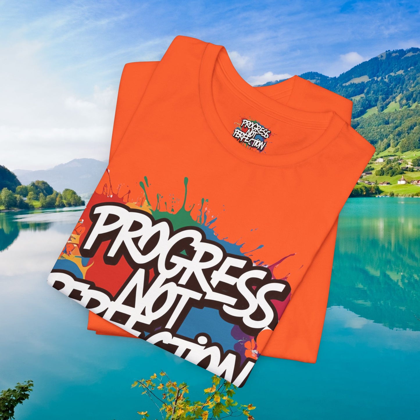 💥 Vibrant 💥 Eye-catching 💥 Motivational 💥 All Over Print 💥 Unisex T-shirt 💥 Progress Not Perfection 💥 Art-Inspired 💥 Apparel 💥 Sizes XS x 4XL 💥