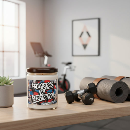Eye-Catching - Scented - Soy Candles - 9oz - Progress Not Perfection - Inspirational - Home DΓ©cor - 9 Scented - 1 Unscented - Eco-Friendly - 50 - 60 Hours Of Burning Time - Fitness