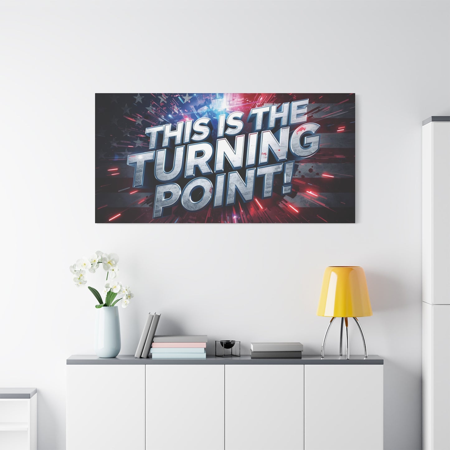 Canvas Print - Patriotic Wall Art - Stunning - Red White Blue - American Flag Backdrop - Charlie Kirk Inspired - This Is The Turning Point! - Multiple Sizes -