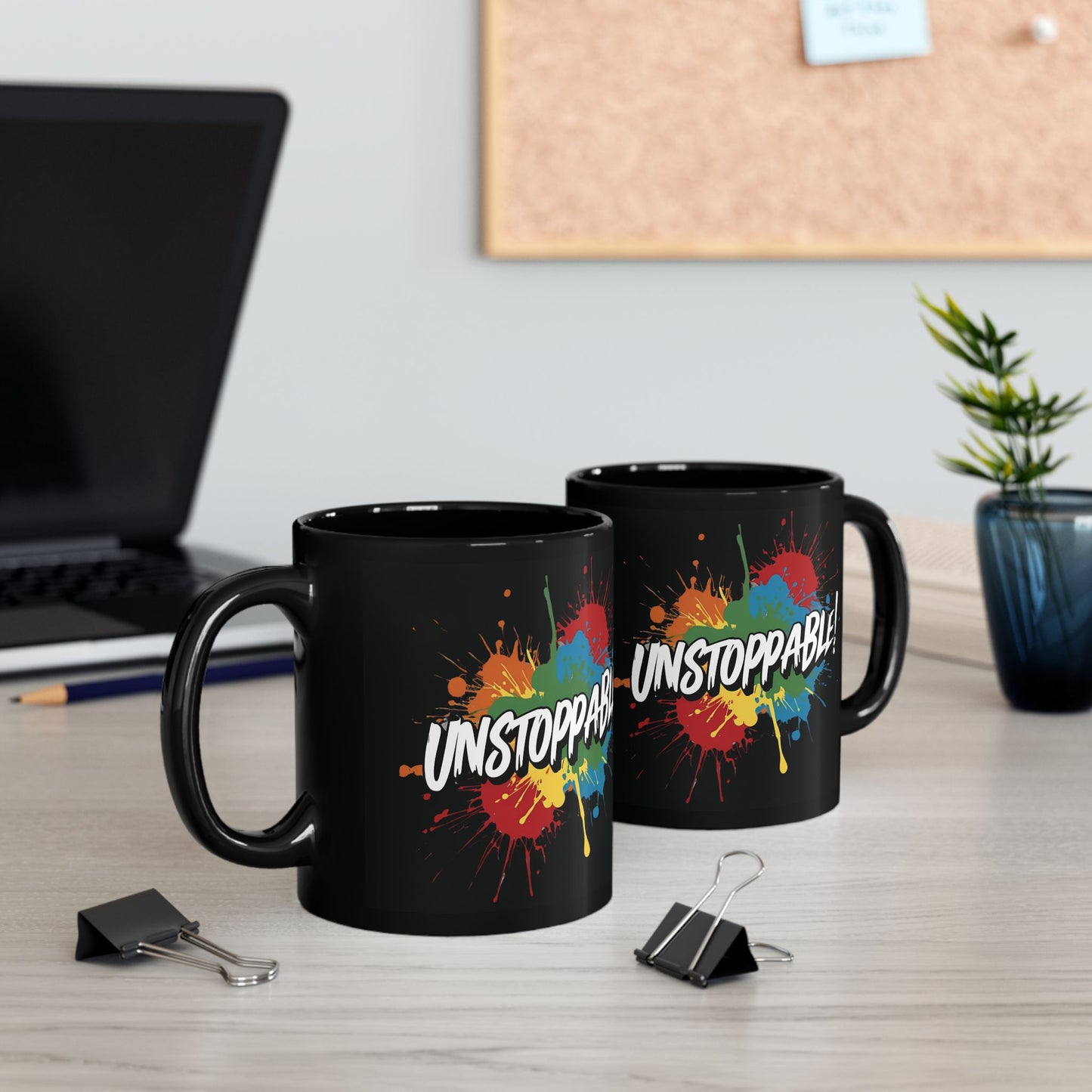 💥Unstoppable! Print 💥 Black Glossy Ceramic 11oz Coffee Mug 💥Birthday Gift 💥