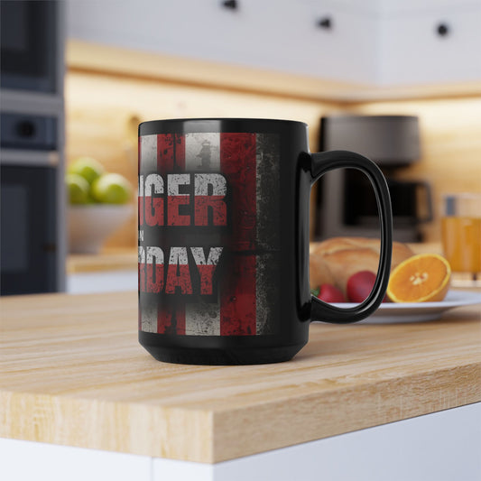 Motivational Black Mug - Stronger Than Yesterday - Coffee Lover Gift, Fitness Enthusiast Mug, Patriotic Décor, Inspirational