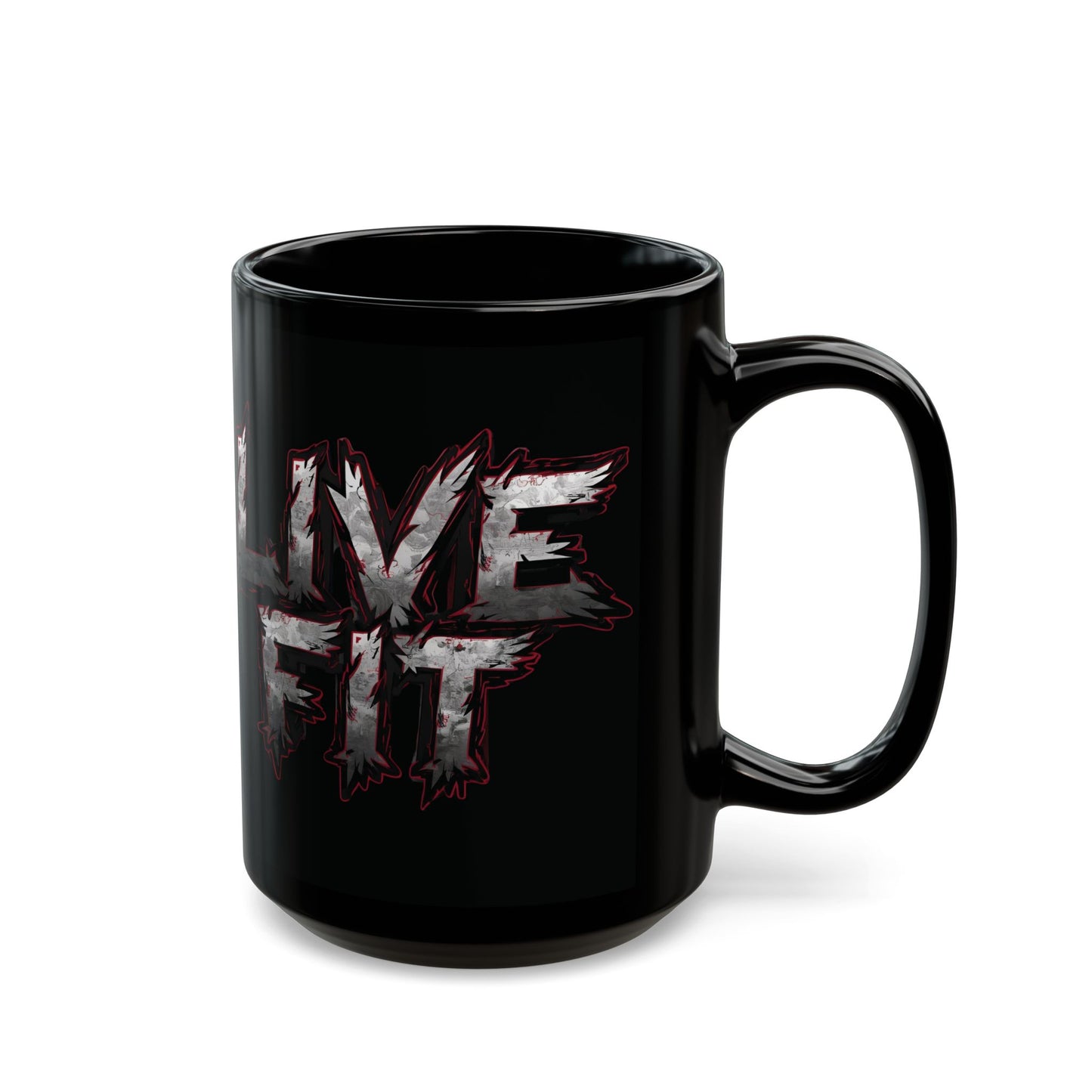 Ceramic Black Mug - LIVE FIT Design - 11oz - 15oz -