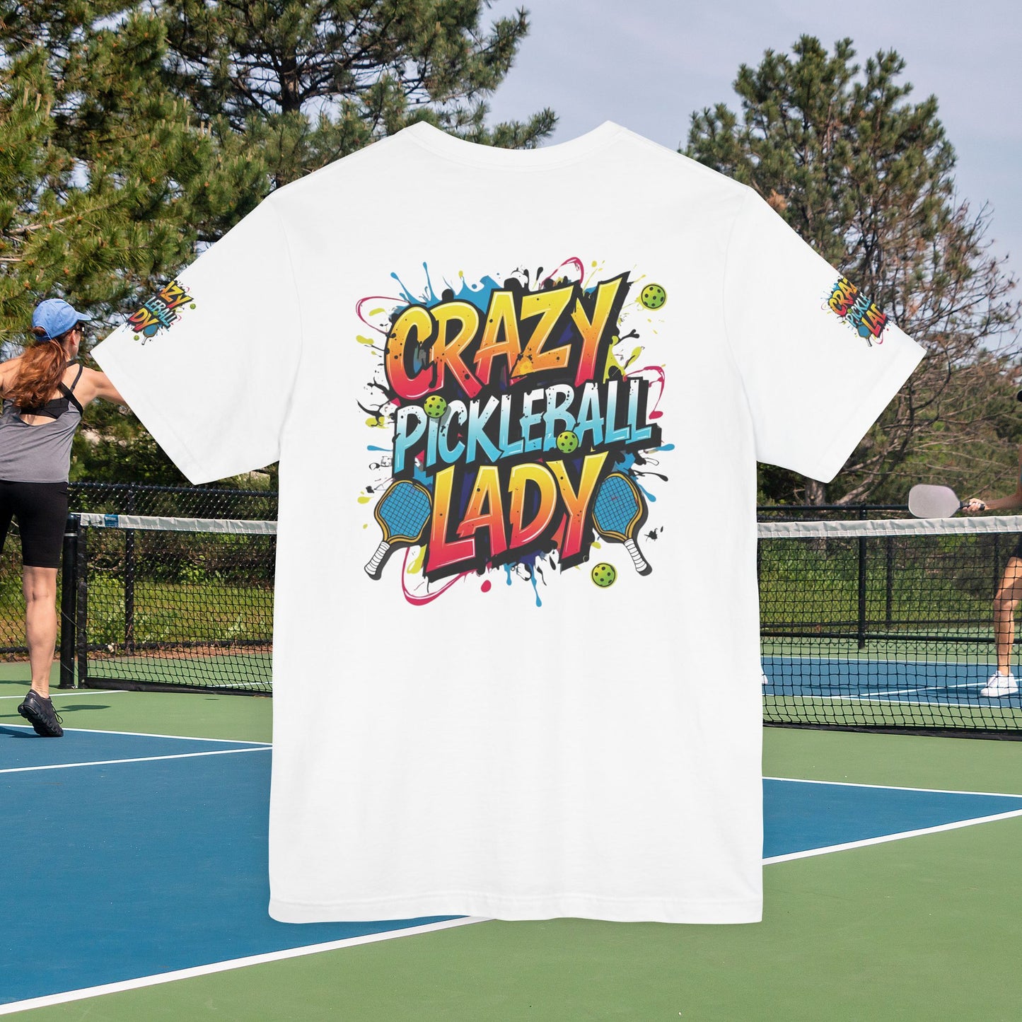 Eye-Catching Crazy Pickleball Lady T-Shirt - Fun Graphic Tee for Pickleball Enthusiasts Sizes XS-5XL