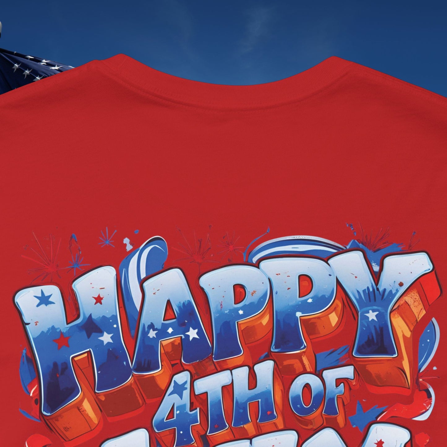Happy 4th Of July, Print Design T-Shirt, Independence Day, American Flag, Bald Eagle, Red White Blue