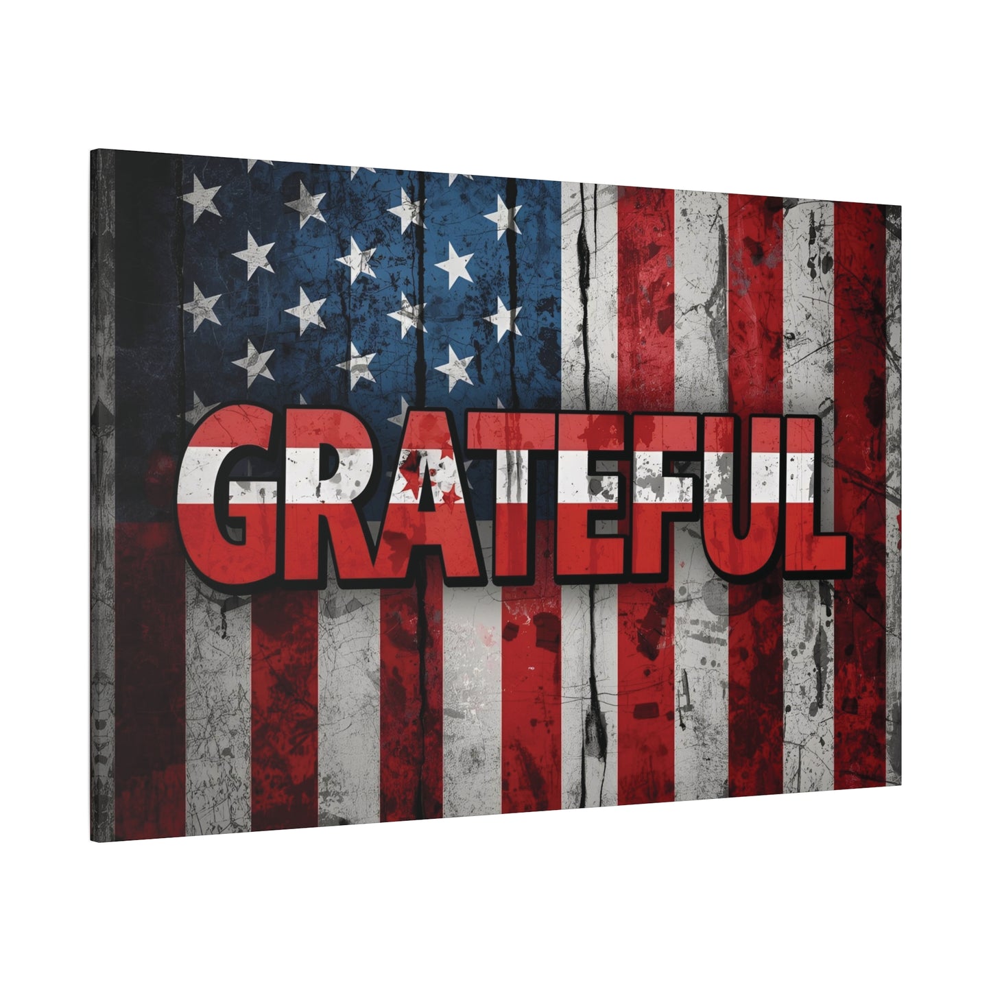 Grateful American Flag Wall Art | Patriotic Canvas Decor, Home Wall Decor, Inspirational Gift, 4th of July Decoration, Veteran's Day