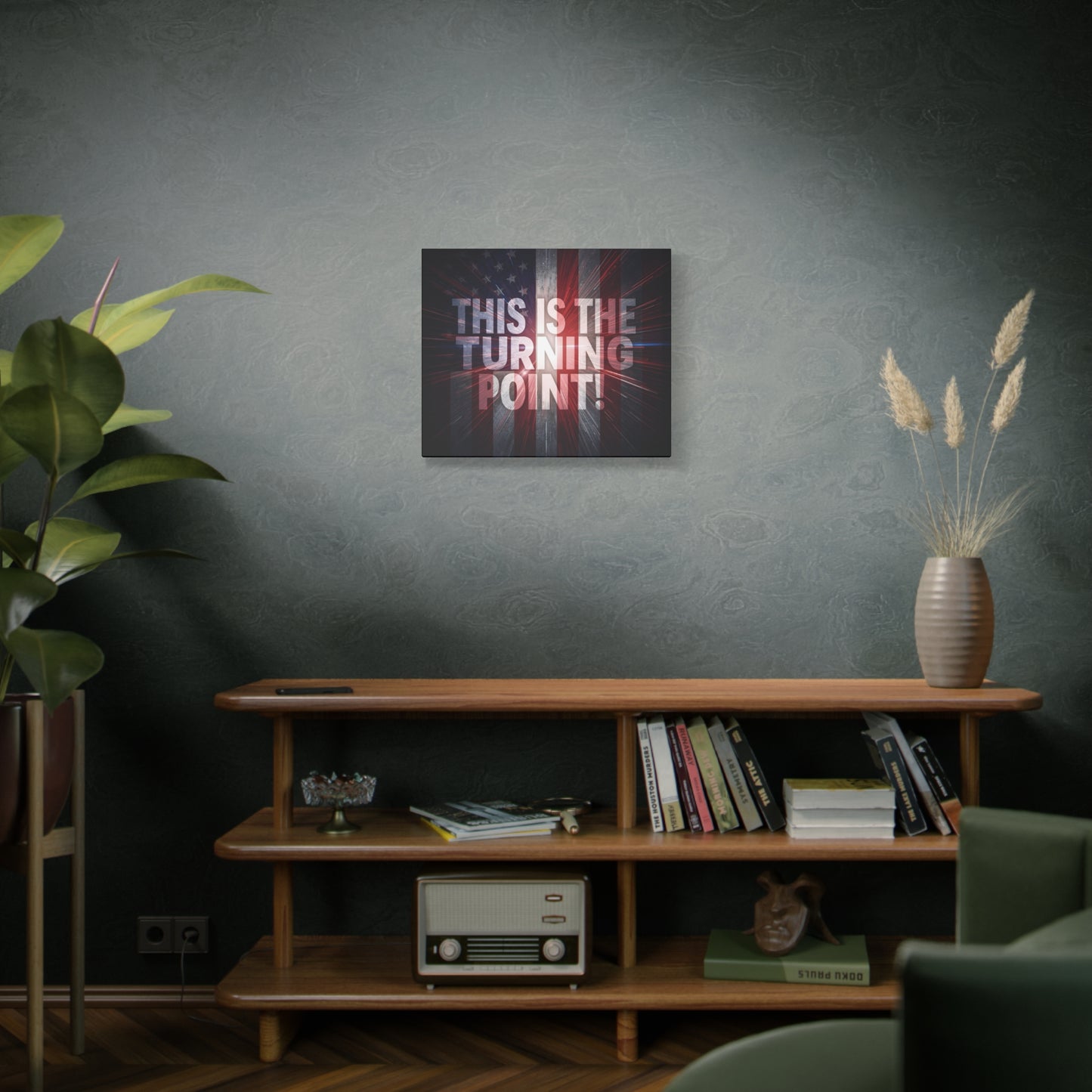 Charlie Kirk - This Is The Turning Point! - Red White Blue - Stunning American Flag Backdrop Design - Patriotic - Motivational Wall Art - Canvas - Multiple Sizes