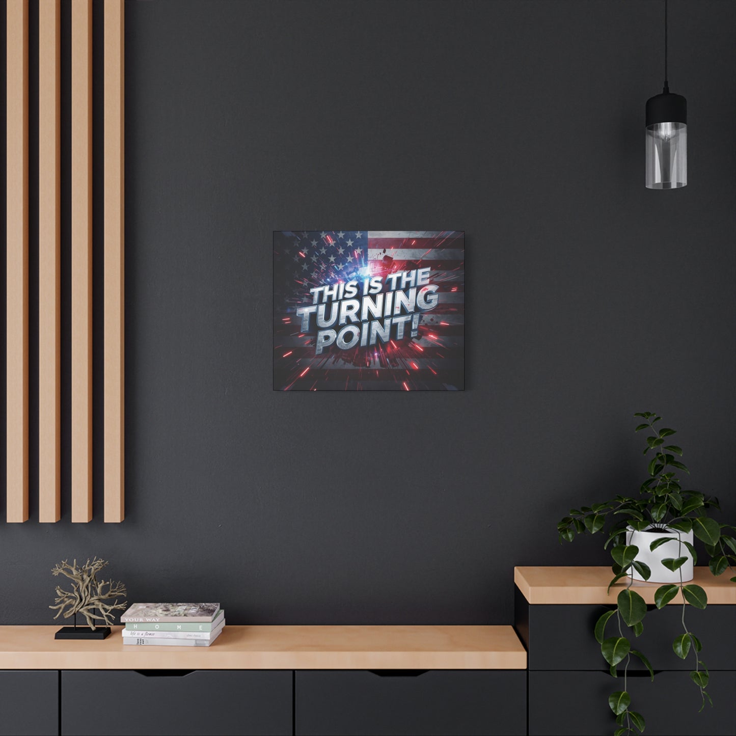 Canvas Print - Patriotic Wall Art - Stunning - Red White Blue - American Flag Backdrop - Charlie Kirk Inspired - This Is The Turning Point! - Multiple Sizes -