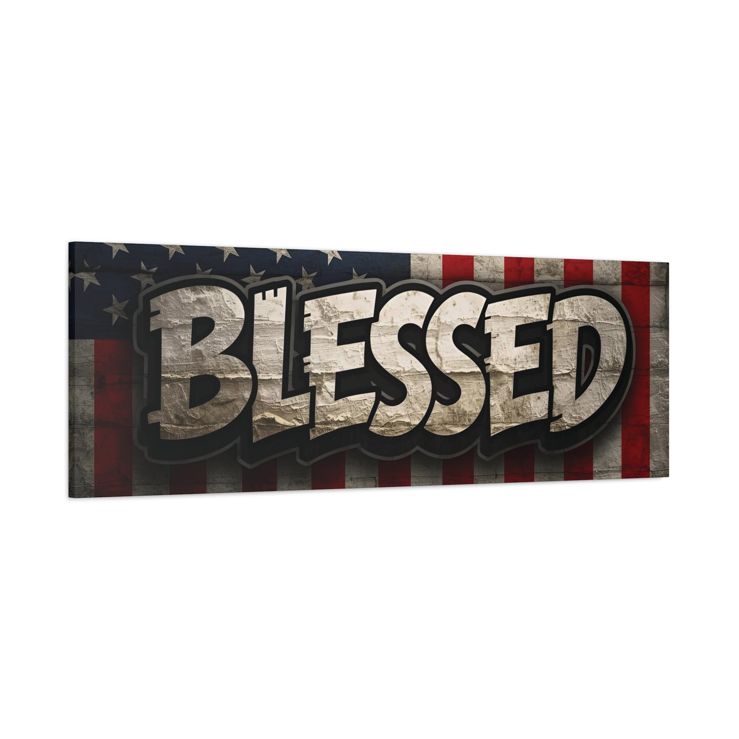 Blessed American Flag Canvas Wall Art, Patriotic Home Decor, Inspirational Gift, Rustic Wall Decor, Americana Artwork