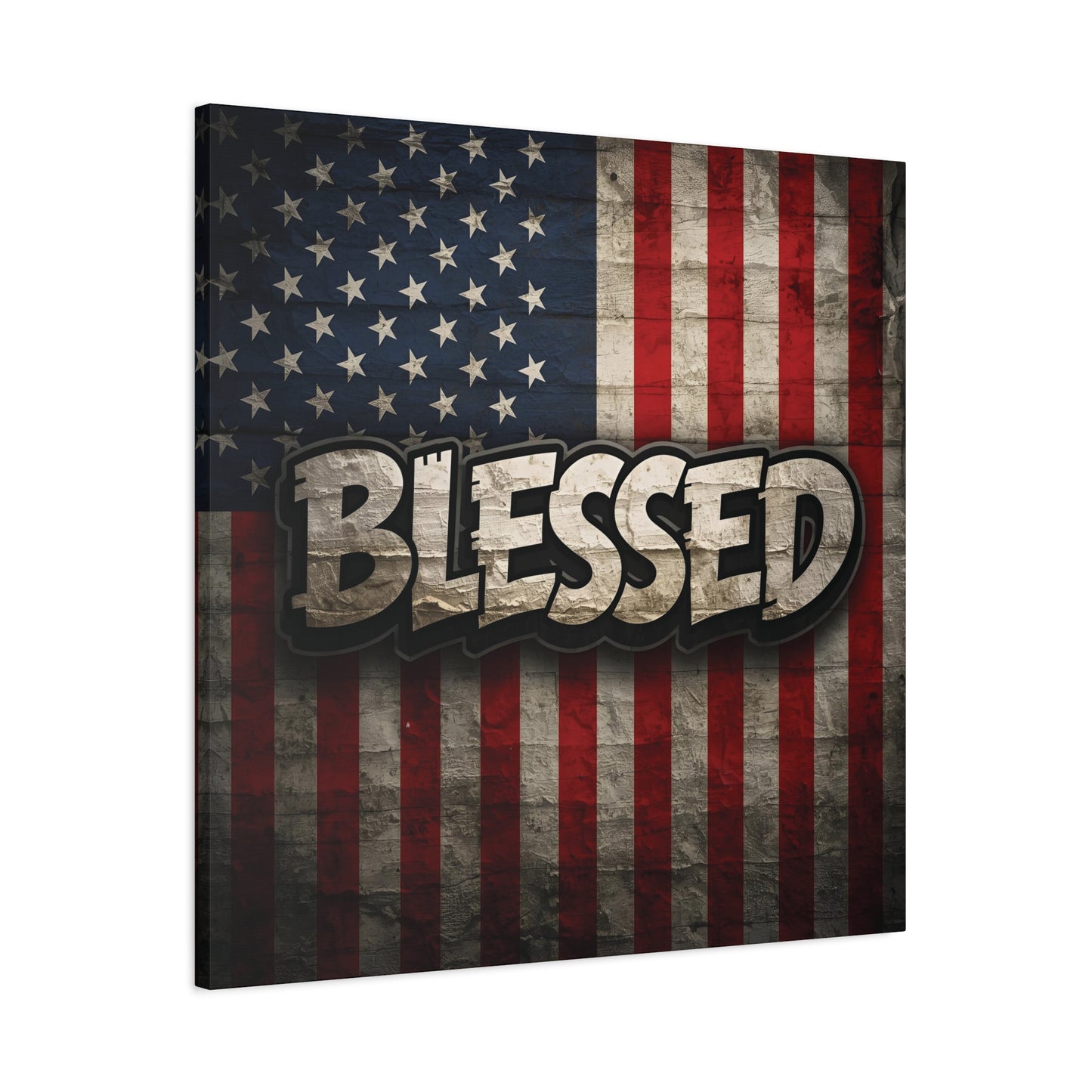 Blessed American Flag Canvas Wall Art, Patriotic Home Decor, Inspirational Gift, Rustic Wall Decor, Americana Artwork