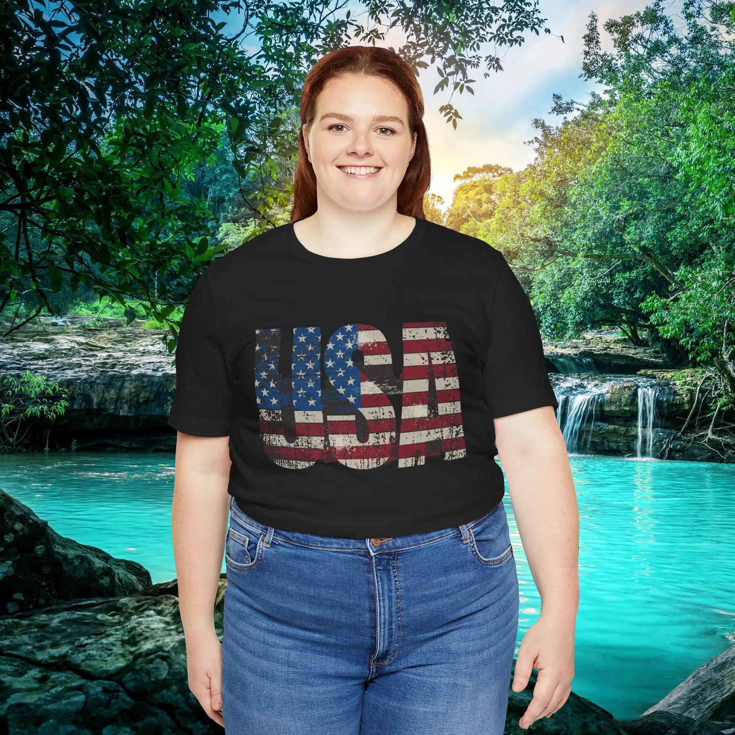 π₯ USA Classic Unisex Red White and Blue Jersey Soft Cotton Short Sleeve Tee π₯