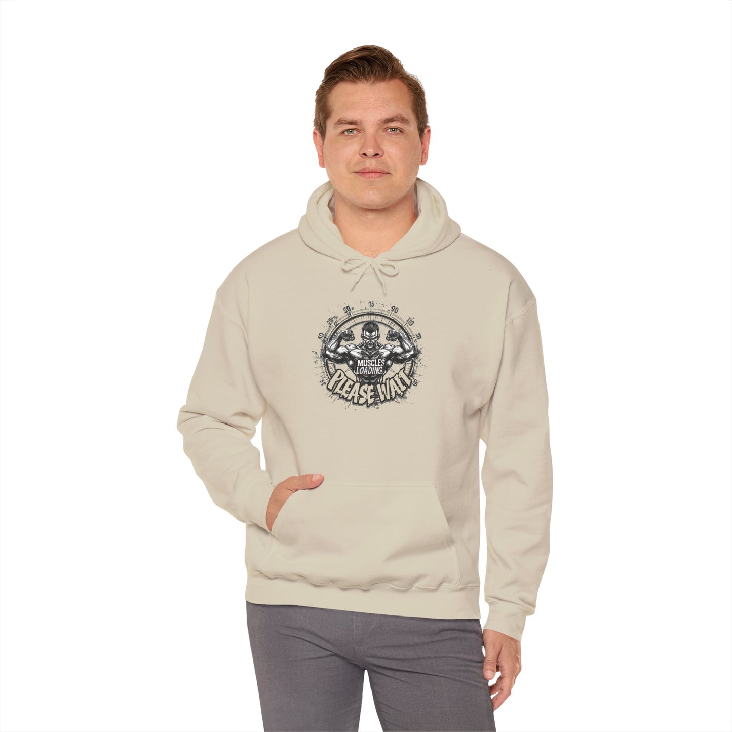 Unisex - Muscles Loading…Please Wait - Heavy Blend™ Hooded Sweatshirt - Motivational Fitness Hoodie - Workout Sweatshirt - Gym Apparel - Inspirational Gift - Holiday Gift