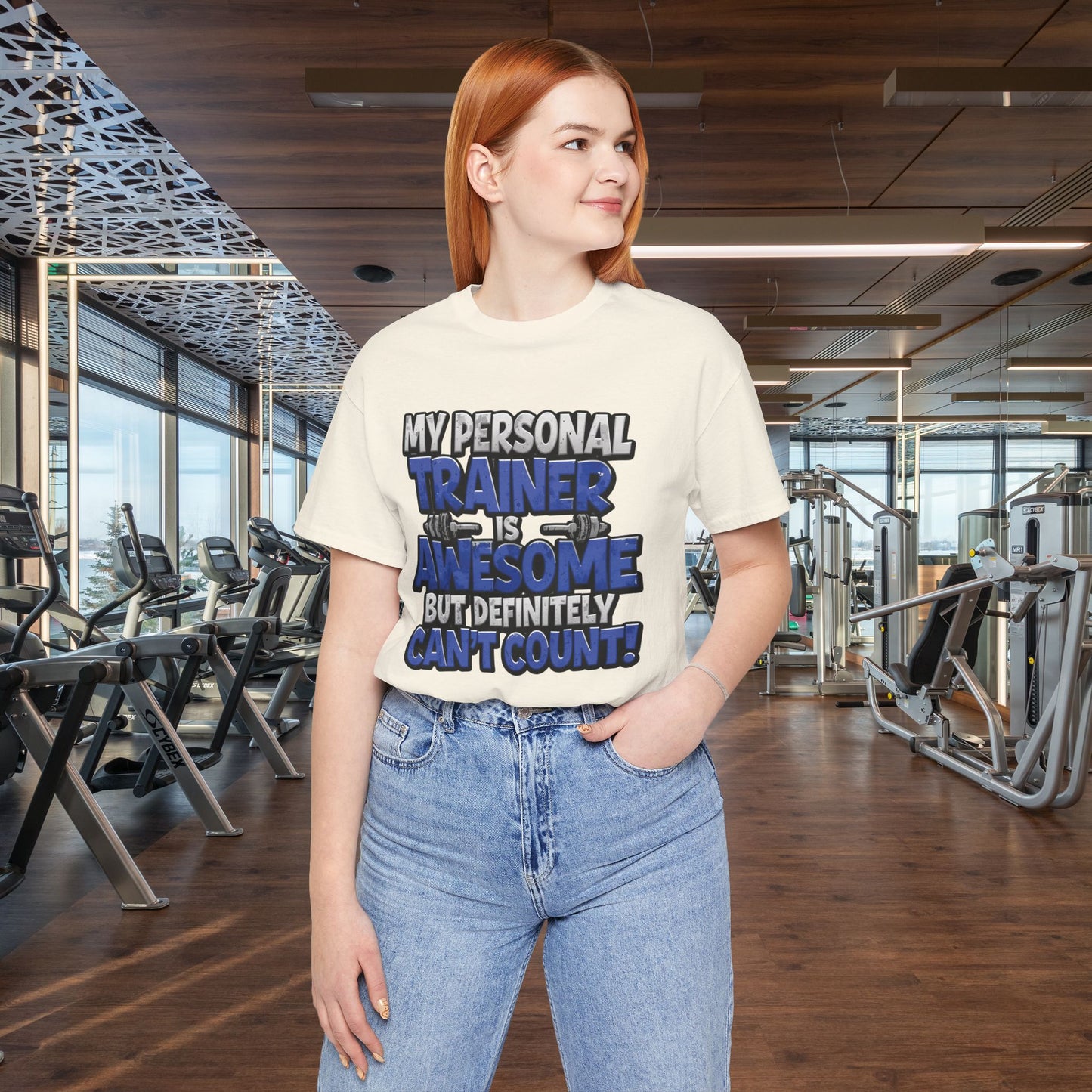 Funny - My Personal Trainer Is Awesome But Definitely Can’t Count! Tee - Great Gift for Fitness Lovers - Gym Humor Shirt - Workout Apparel - Personal Trainer Gift - Fitness Motivation Tee - XS - 4XL