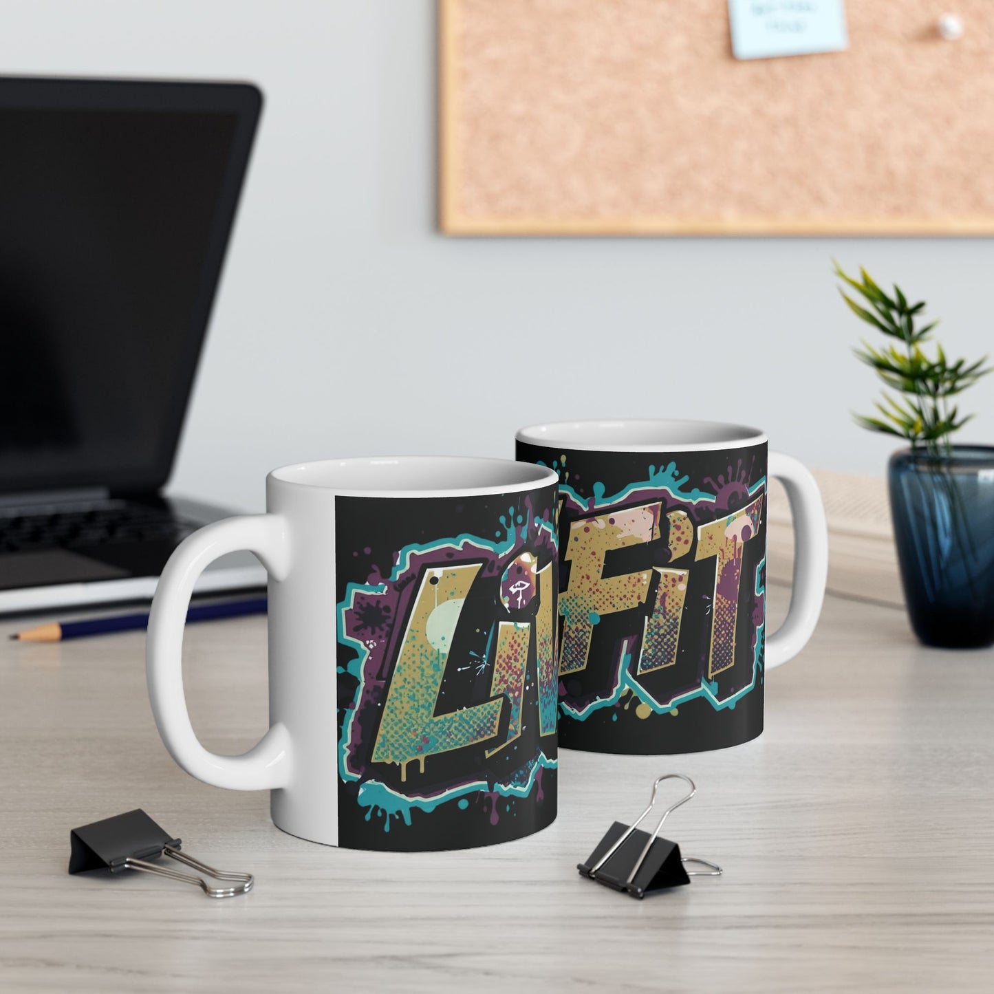 Vibrant - Live Fit Design - White Ceramic Mug - 2 Convenient Sizes - 11oz - 15oz -