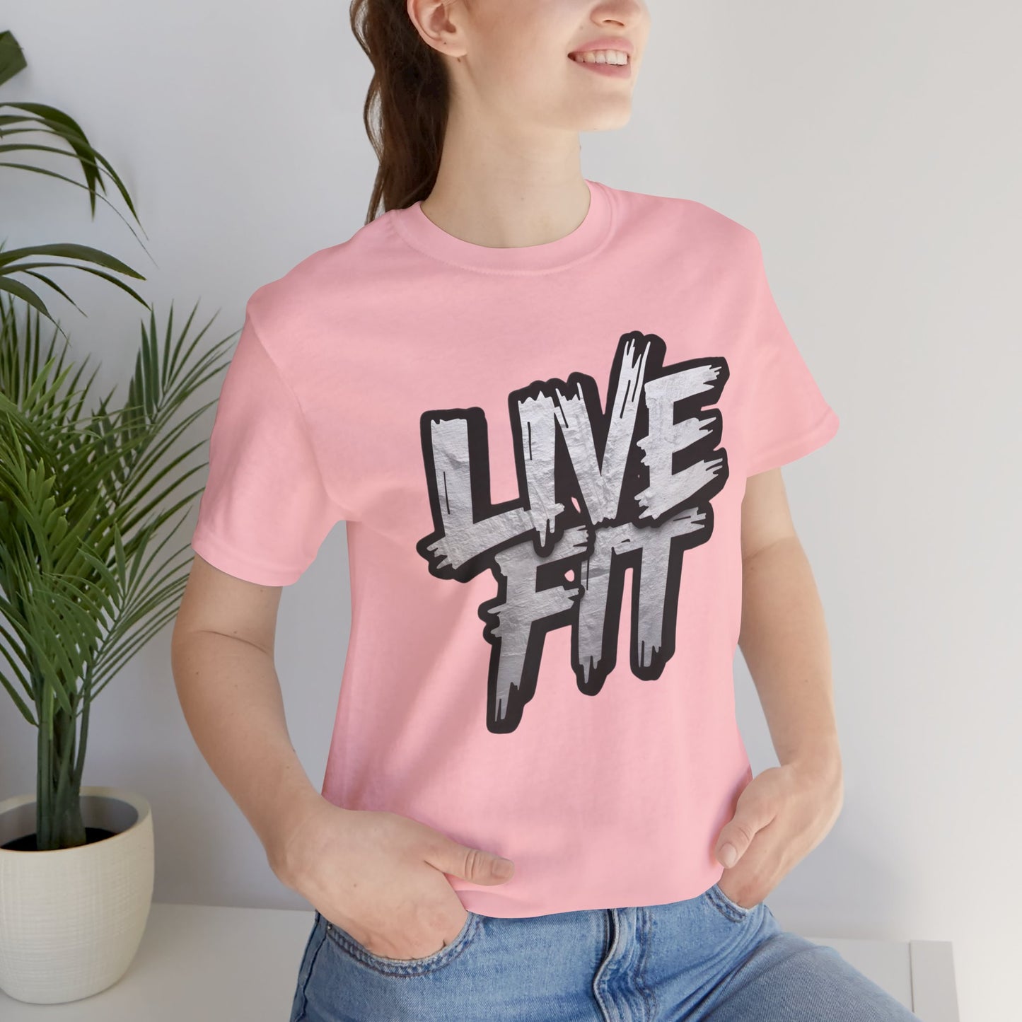 LIVE FIT Unisex Jersey Tee - Fitness Shirt - XS - 4XL - Workout Apparel - Motivational T-Shirt - Casual Wear - Gift for Fitness Enthusiasts
