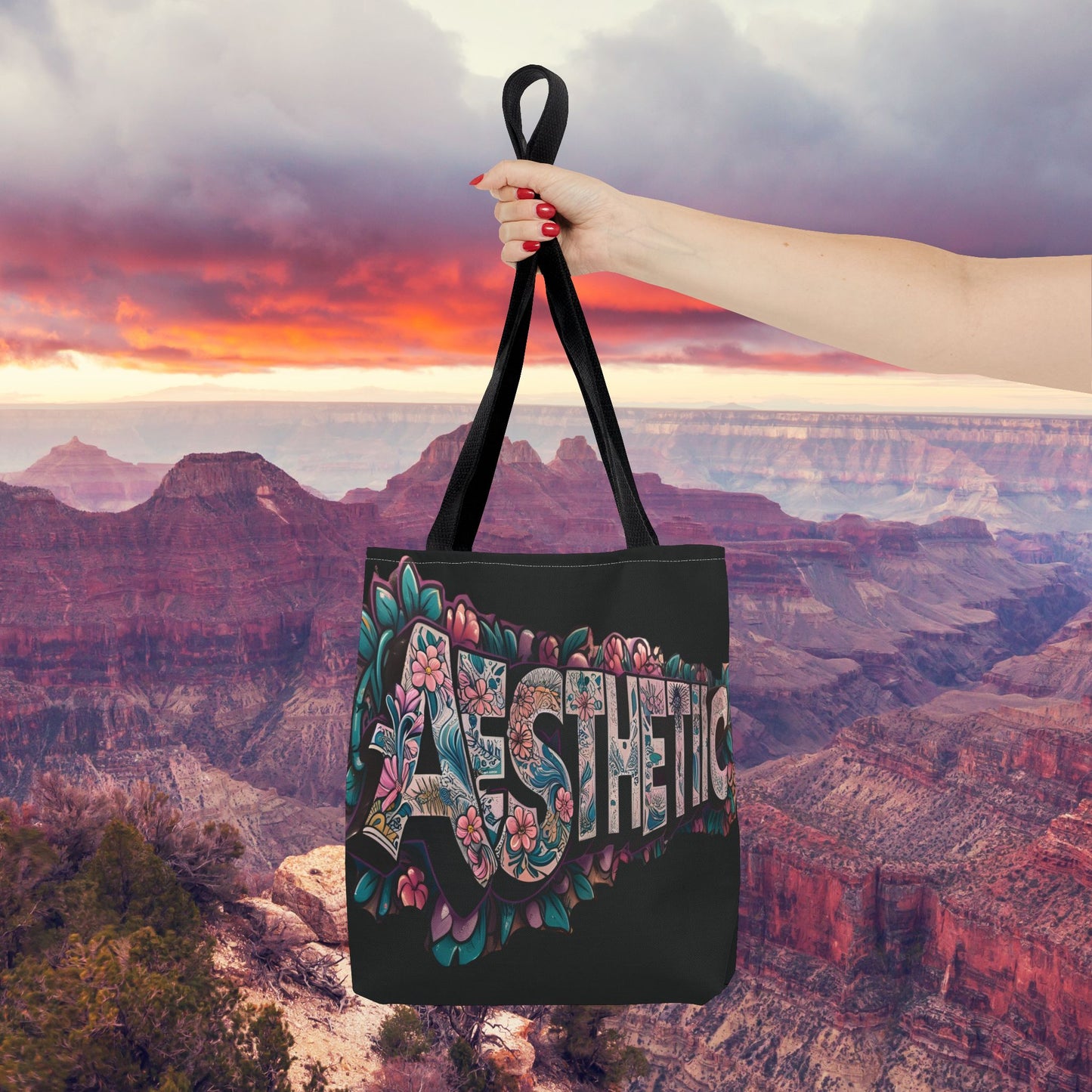 Eye-Catching - Aesthetic - Floral Tote Bag - Chic Reusable - Shopping Bag - Eco-Friendly Grocery Tote - Boho Style Handbag - Gift for Art Lovers - Travel Accessory -