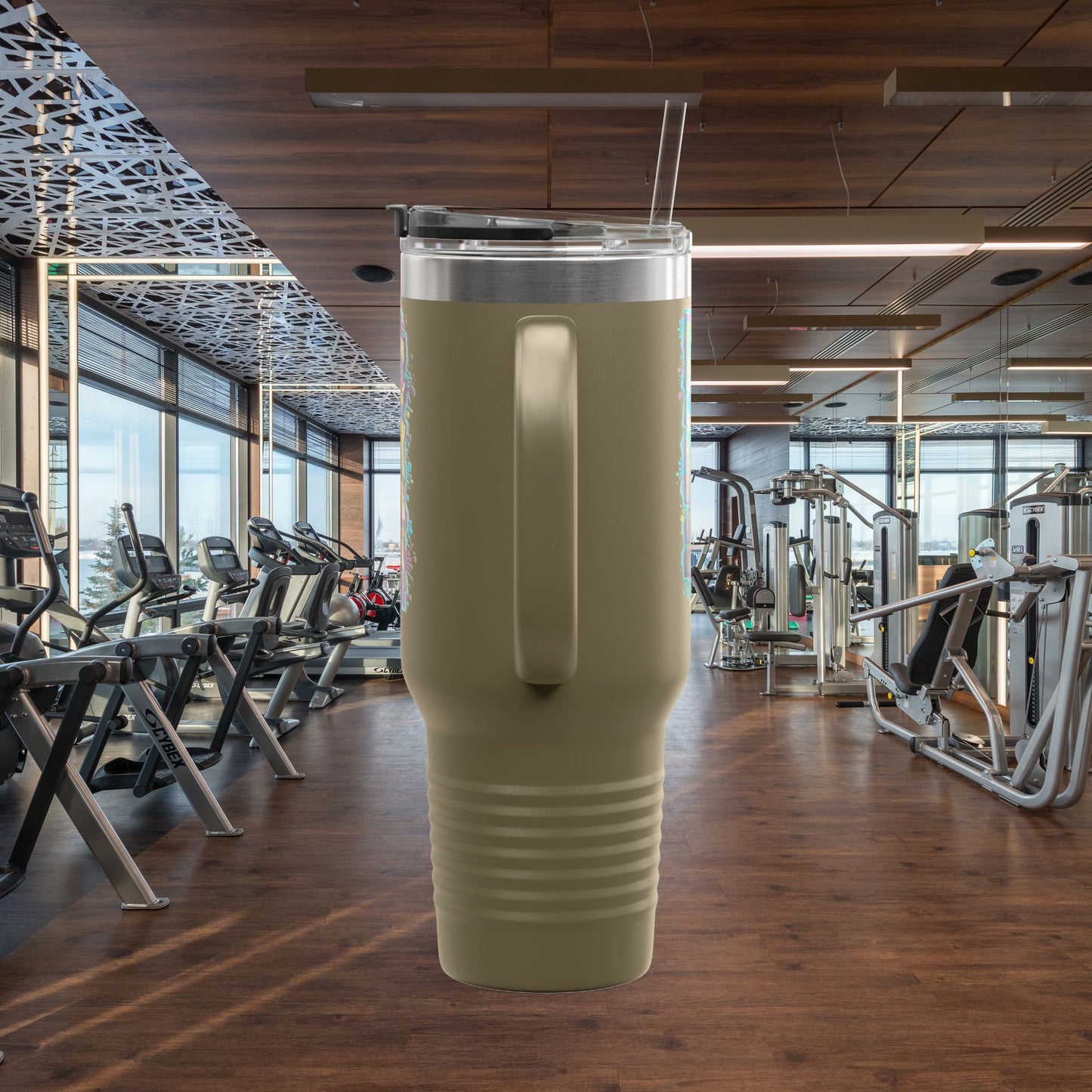 Insulated Travel Mug, Live Fit, 40oz Fitness Water Bottle, Gym Coffee Cup, Durable Travel Tumbler, Motivational Drinkware