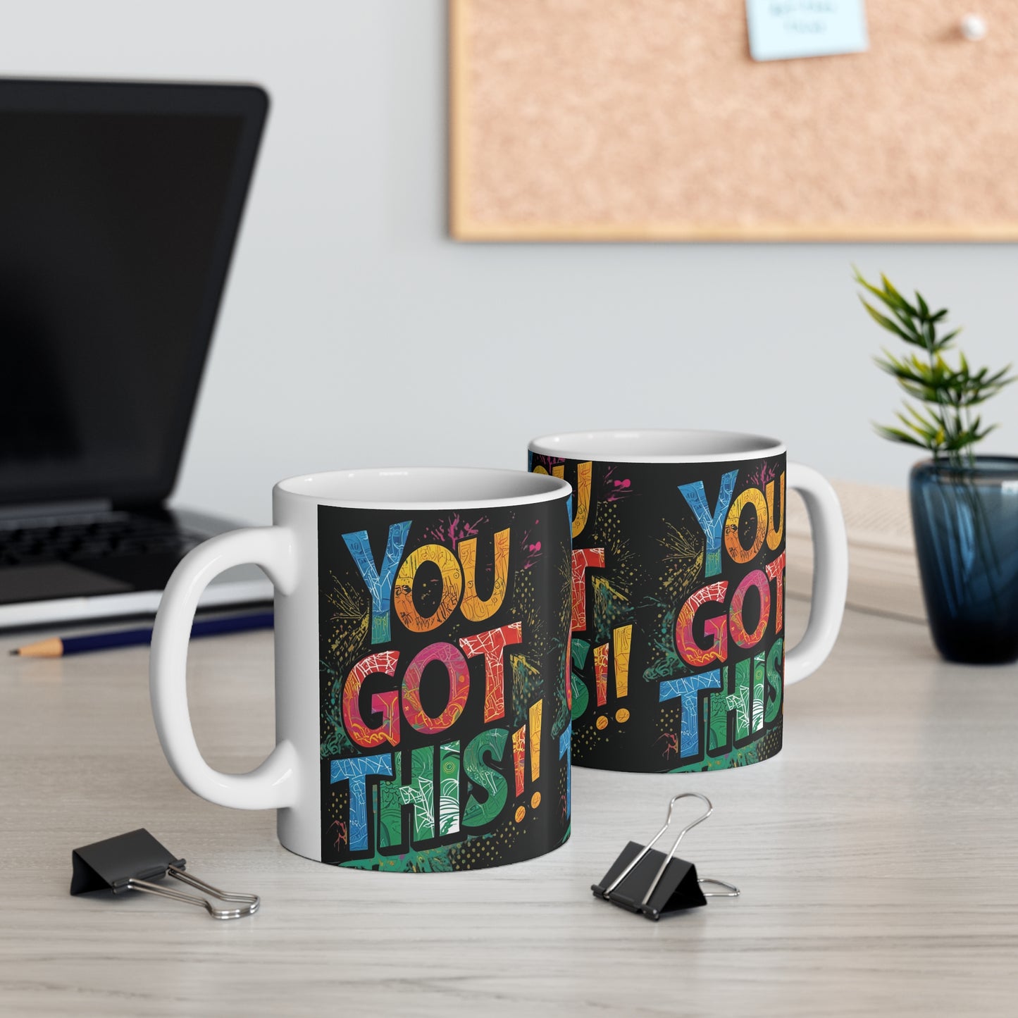 Inspirational Ceramic Coffee Mug - You Got This! Print, Motivational Coffee Cup, Gift for Friends , Positive Affirmation, Home Office Decor, Cheerful Drinkware